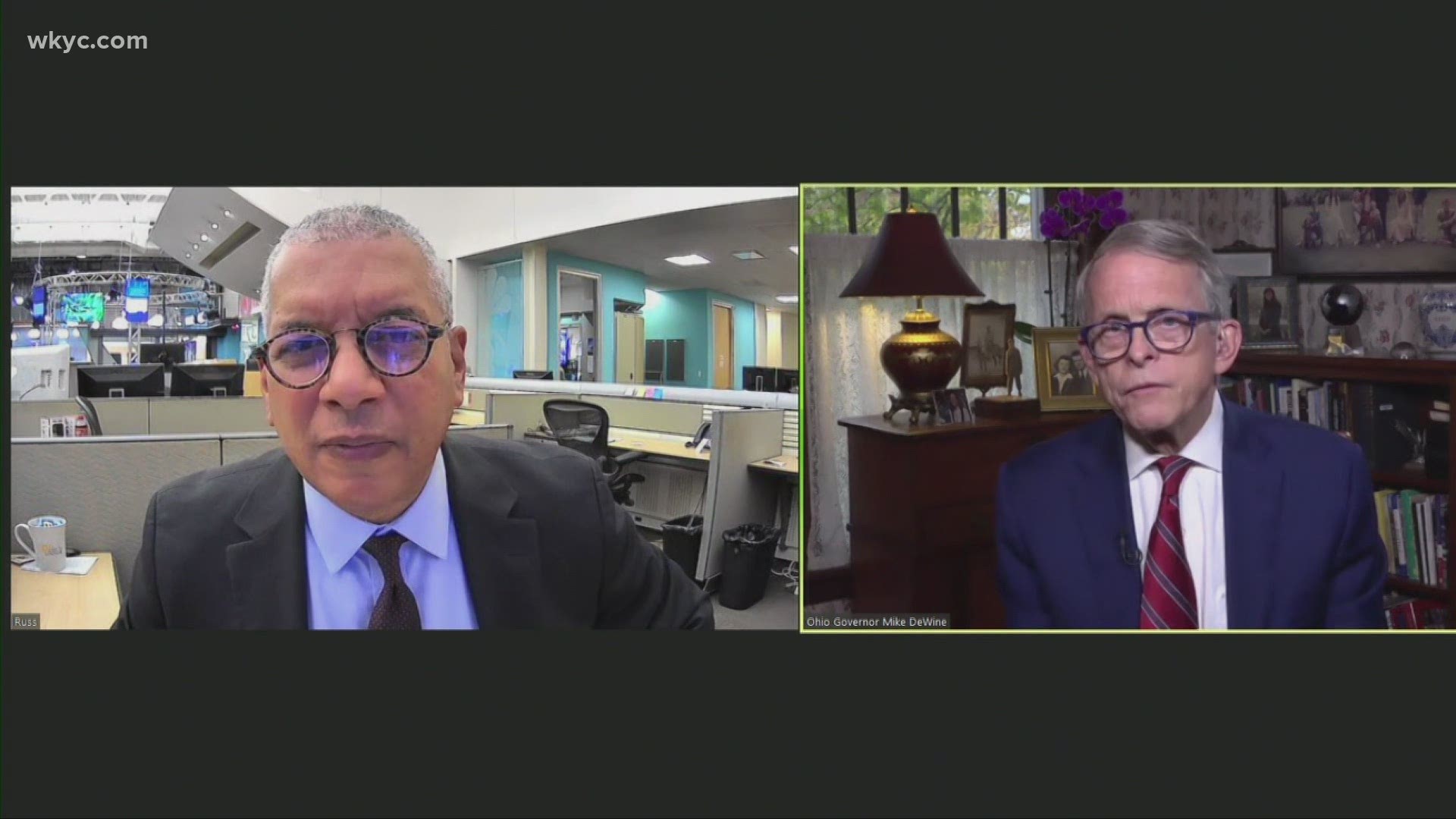 DeWine joined Russ Mitchell for a Zoom interview on Thursday. The interview came as Ohio hit a record number of daily COVID-19 cases.