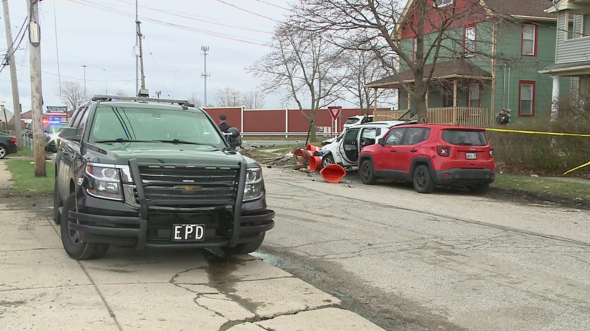 Euclid police say one of their patrol officers was attempting to pull over a vehicle in connection to a robbery when the suspect vehicle crashed into another car.