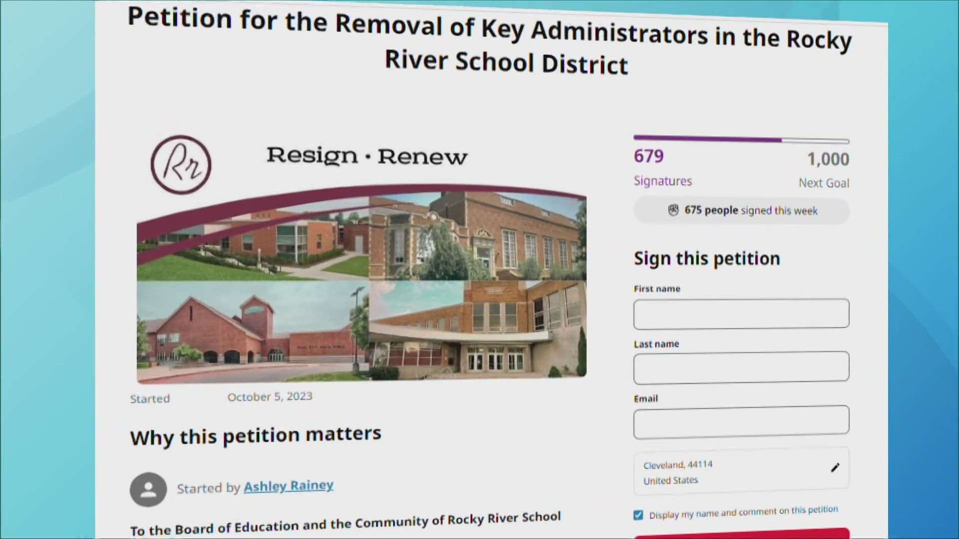 The petition calls on the superintendent and others to resign. It had garnered more than 680 signatures in one week.