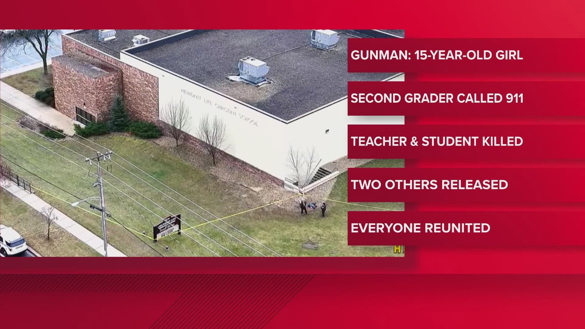 The shooter also wounded six others at Abundant Life Christian School, including two students who were in critical condition.