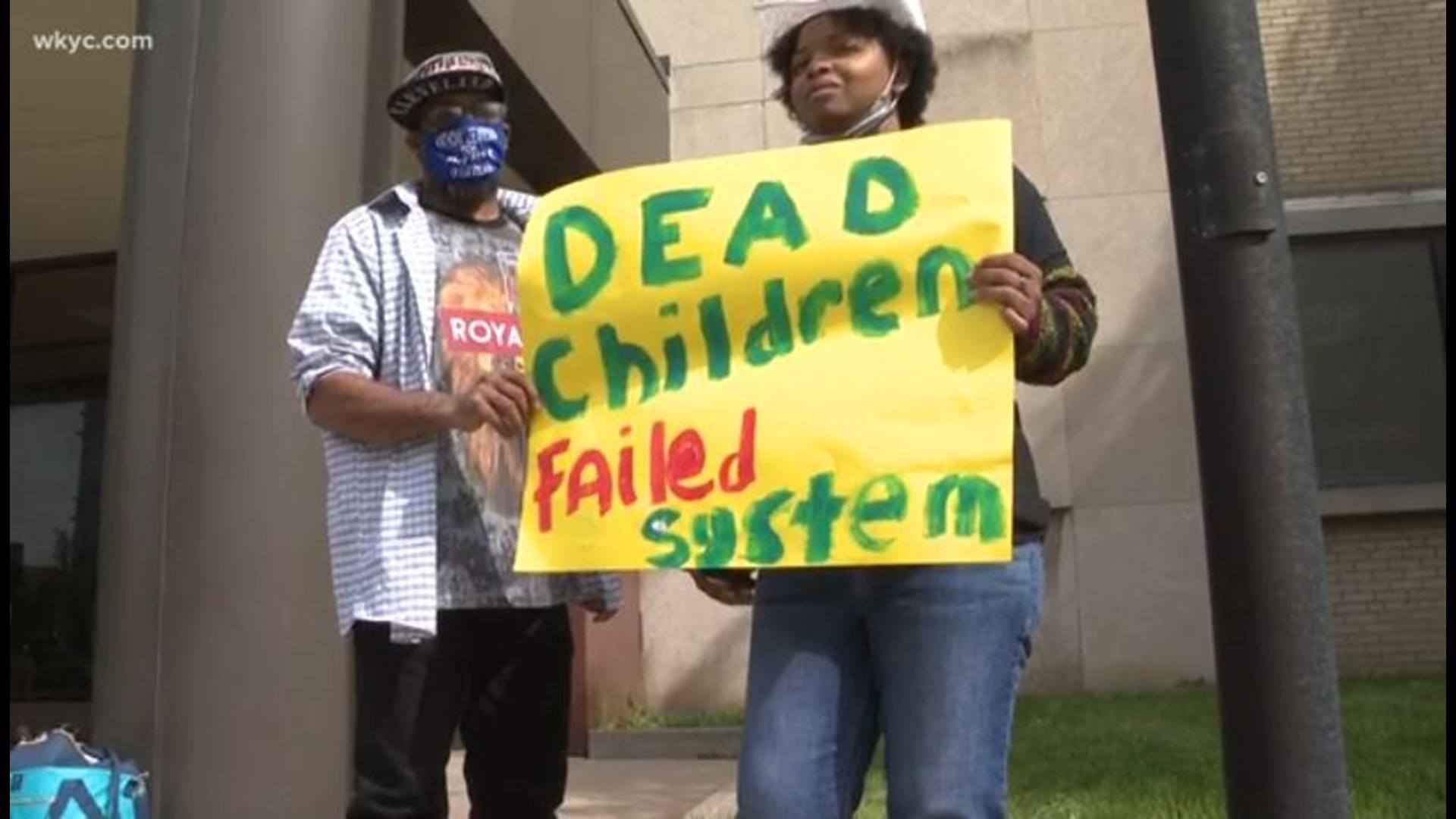 May 6, 2021: A small group of demonstrators spoke out in Cleveland morning while saying the Department of Children and Family Services have 'miserably failed.'