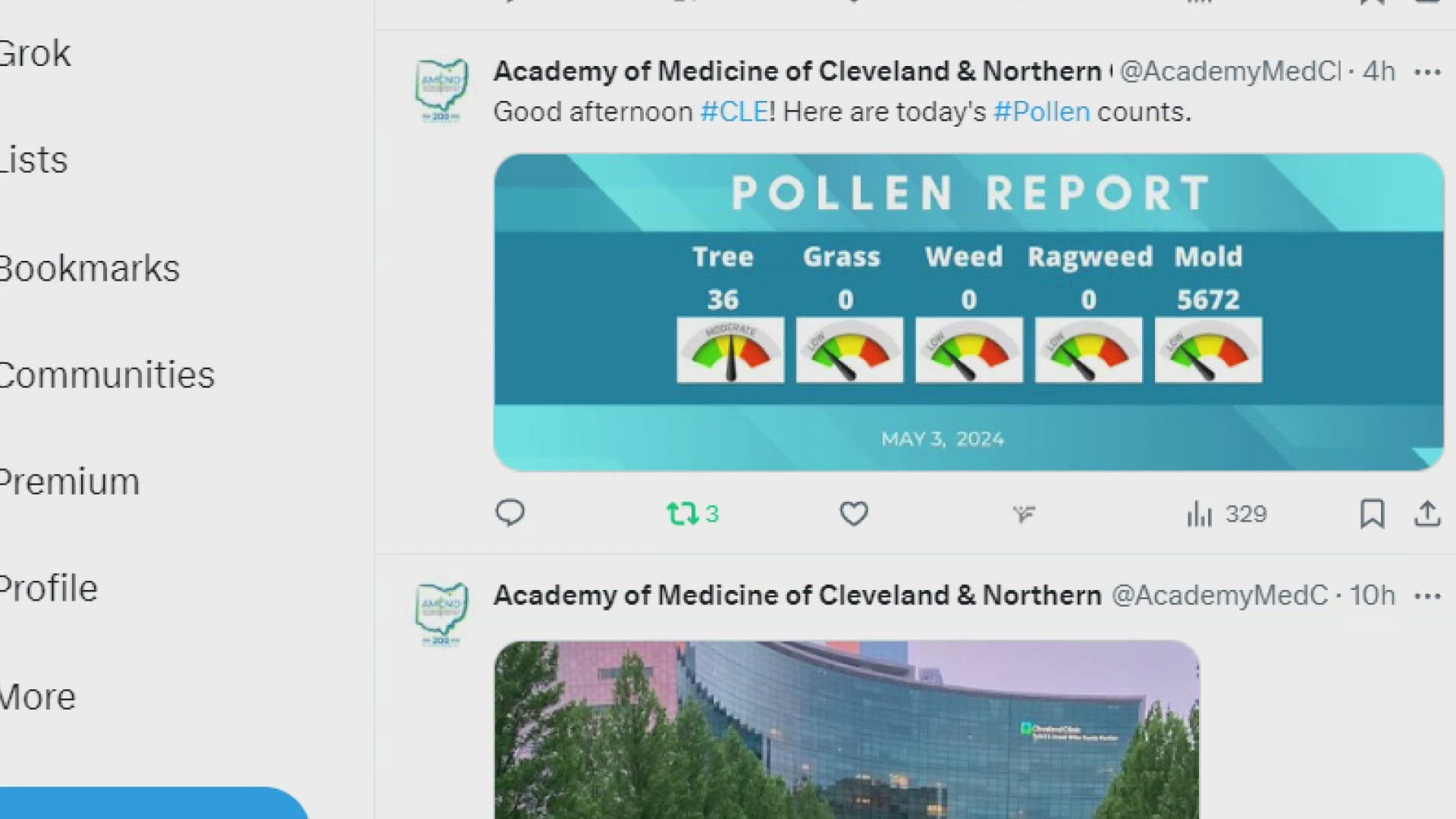 The Academy started tracking pollen levels in 1940.
