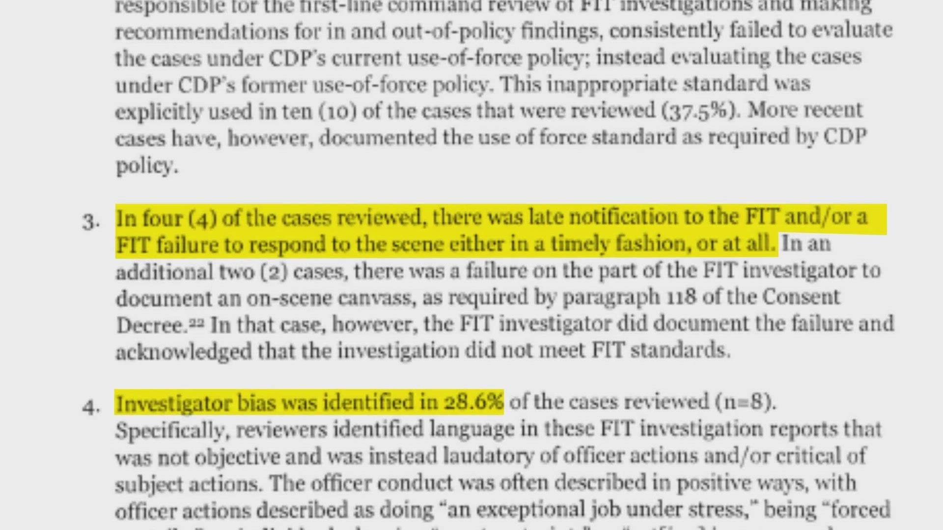 A new report from the monitoring team claims a number of investigations were either biased in favor of officers or not conducted in a timely manner.