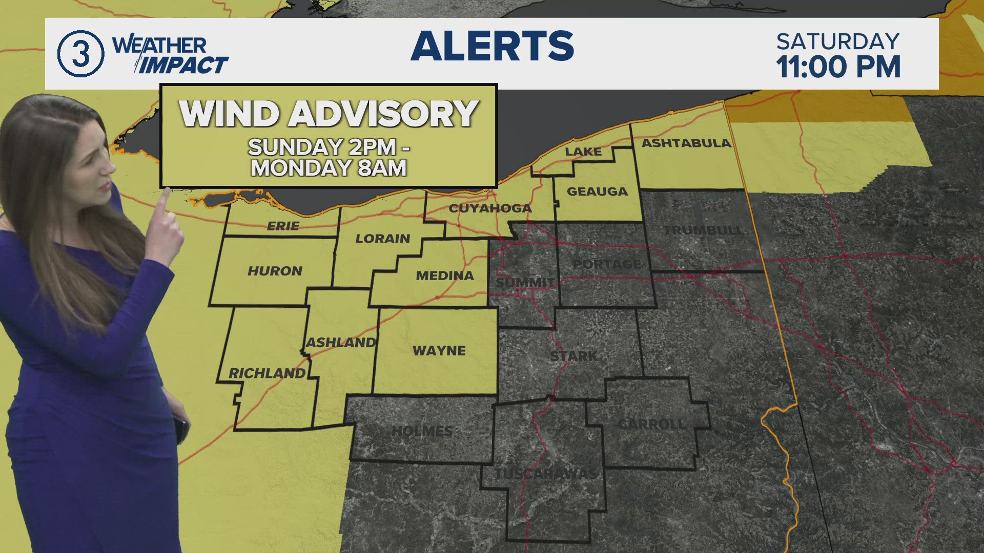 Weather Impact Alert: Wind advisory Sunday into Monday morning | wkyc.com