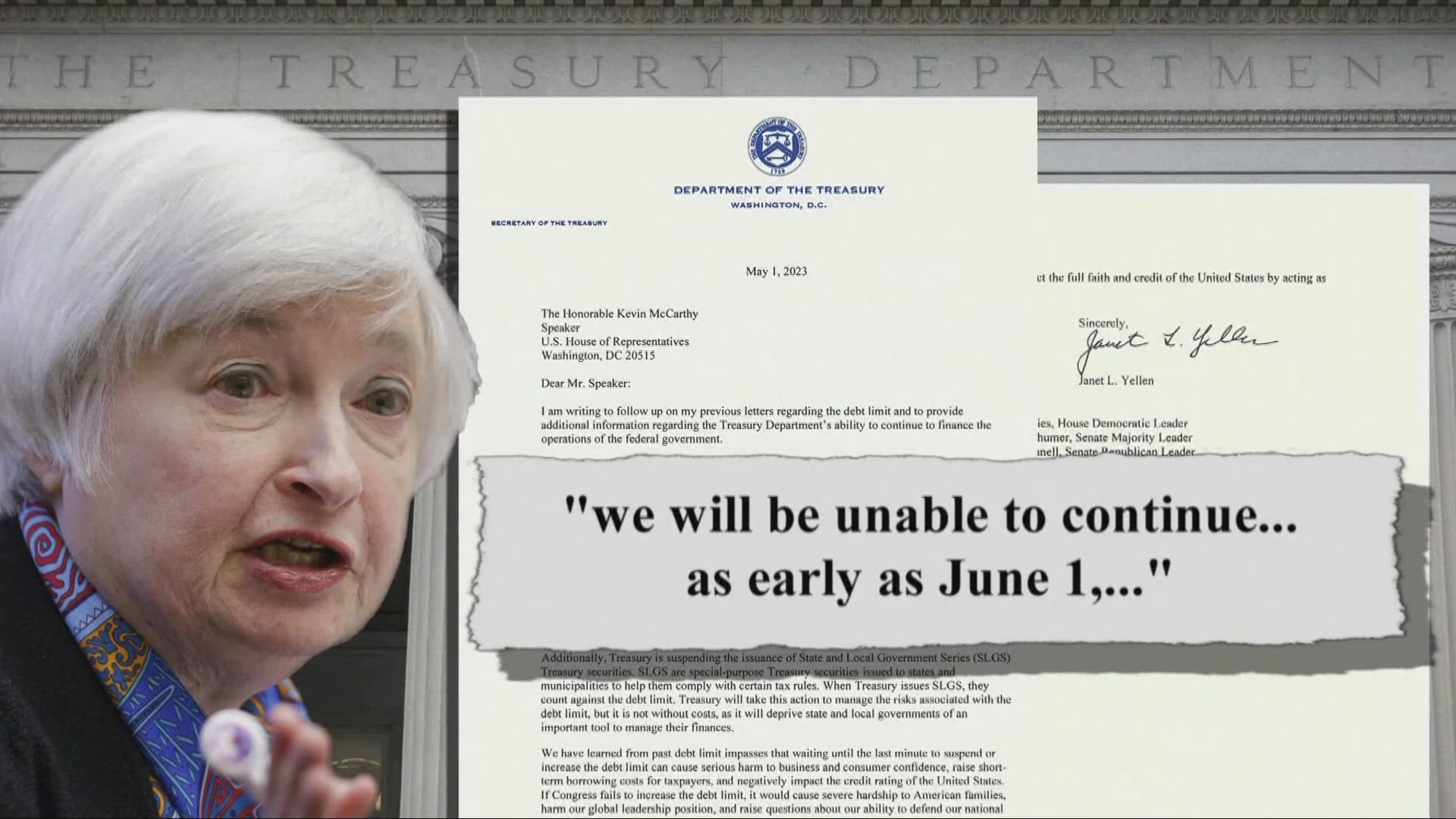 Treasury Secretary Janet Yellen notified Congress on Monday that the U.S. could default on its debt as early as June 1.
