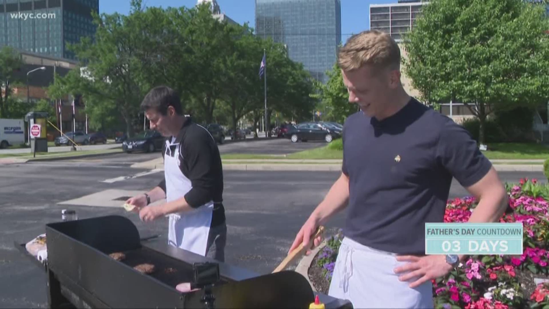June 13, 2019: Who makes the better burger? Austin Love and Dave Chudowsky showed off their grilling skills in an epic showdown just ahead of Father's Day.