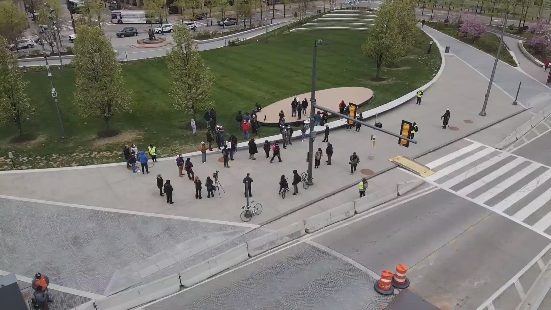 Drone video from Cleveland Public Square after the guilty verdict.