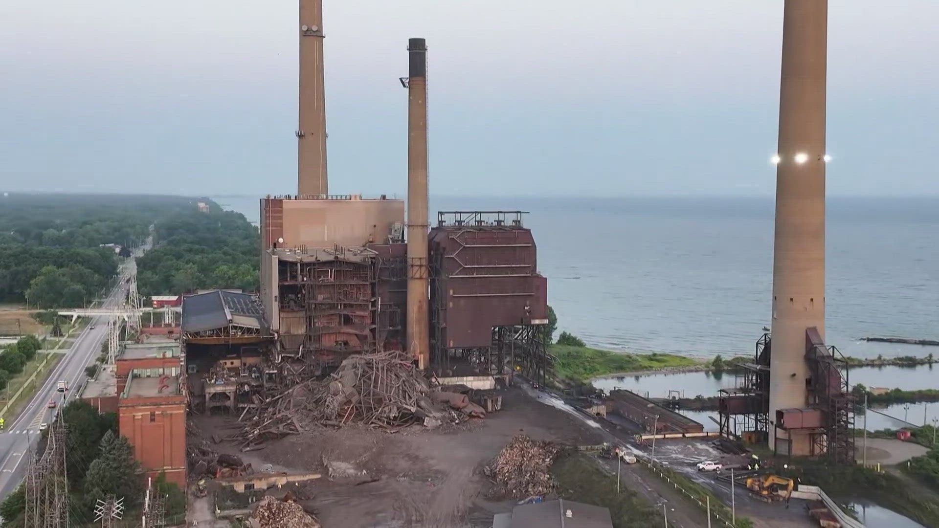 Shortly before sunrise Wednesday, an expected implosion in Avon Lake was done on portions of the city's historic power plant around 5:40 a.m.