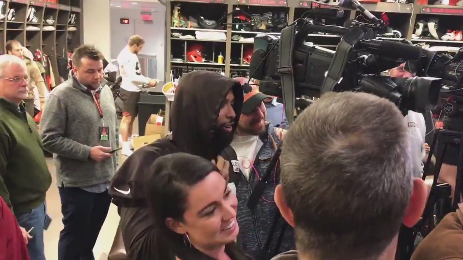 Cleveland Browns wide receiver Odell Beckham Jr. had a little fun with quarterback Baker Mayfield during a press conference at team headquarters Wednesday.