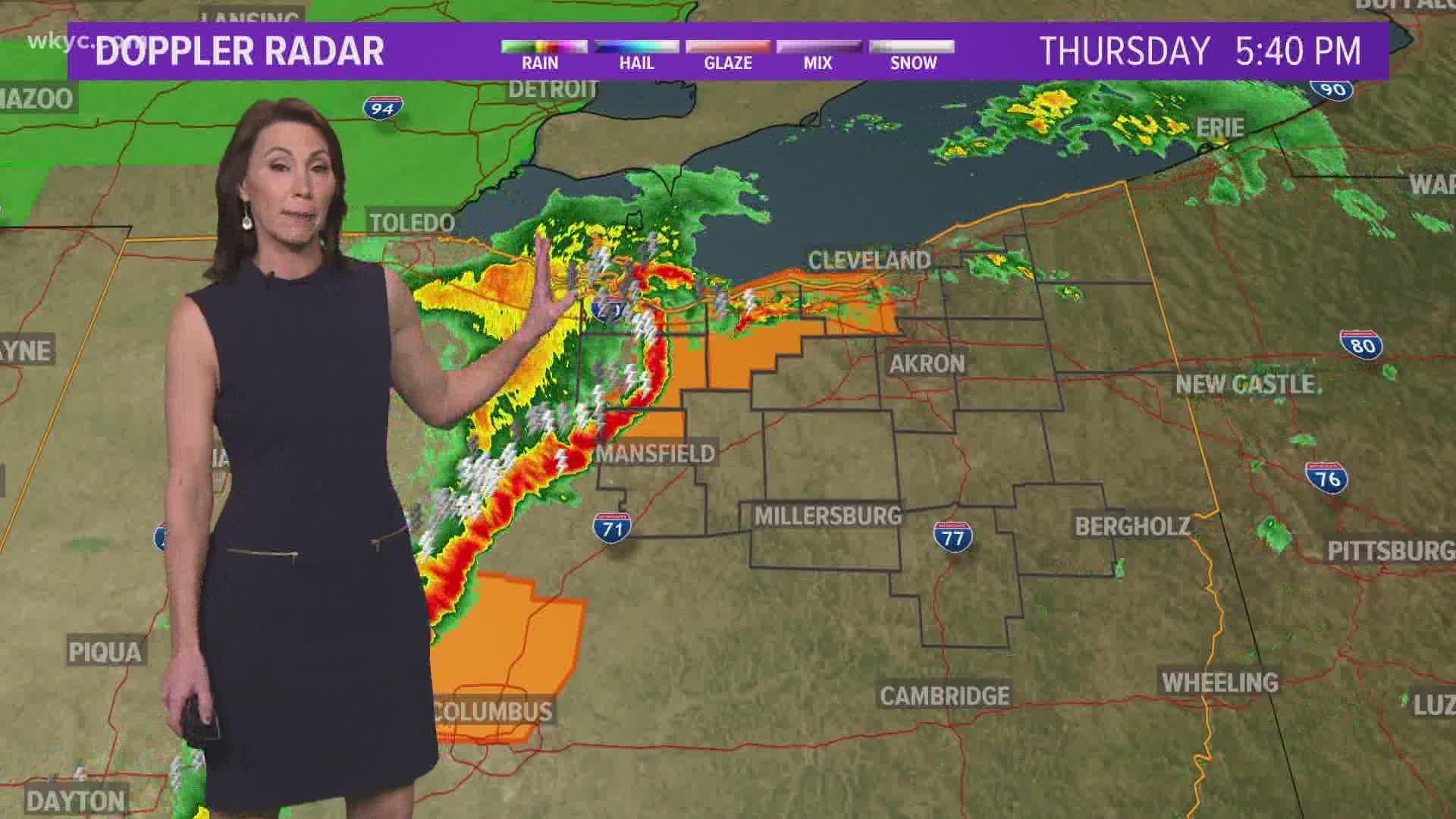 Winds of 60 miles per hour are possible with the storms. Betsy Kling explains.