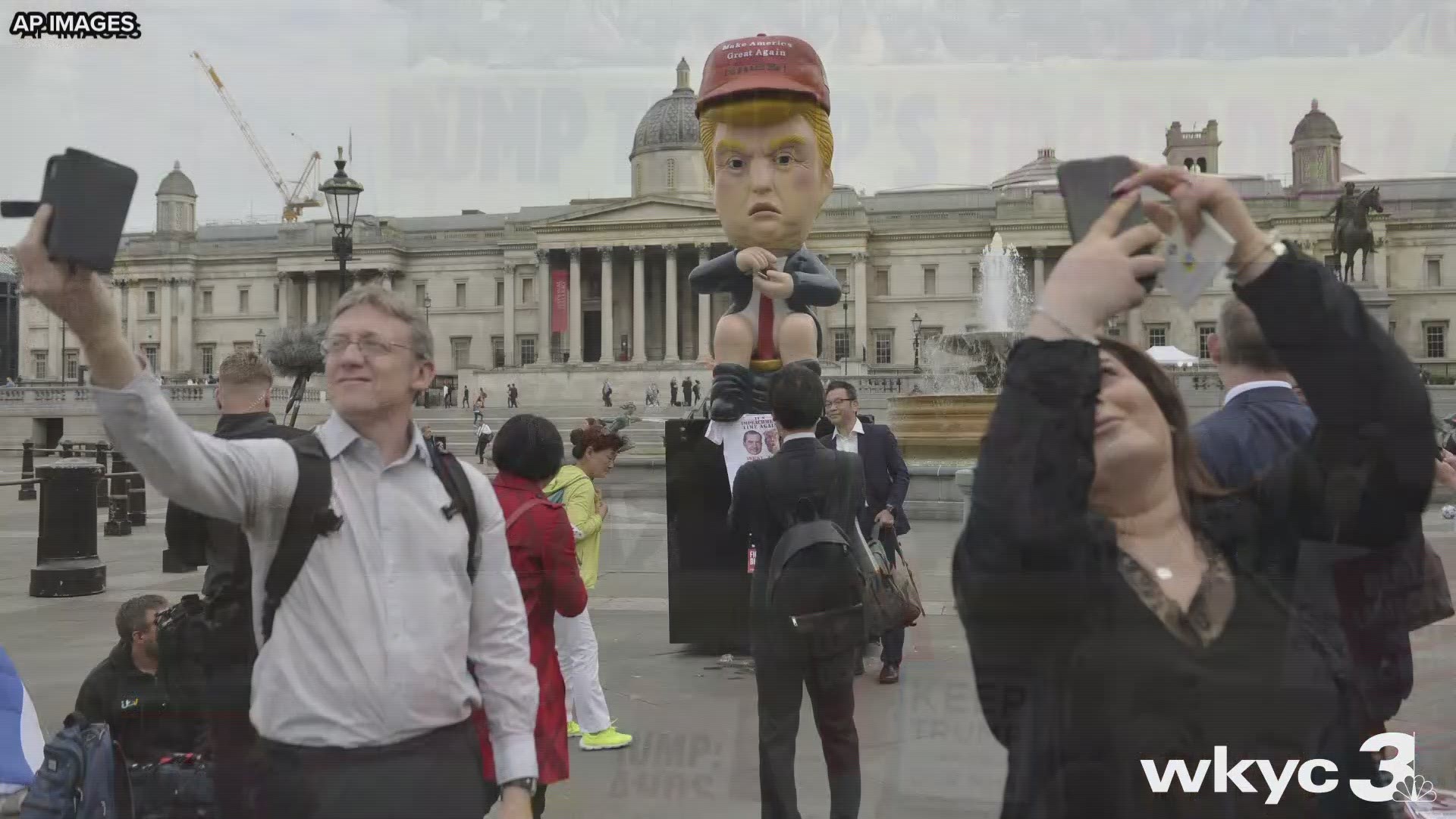 Thousands of demonstrators have gathered at Trafalgar Square in central London to protest against President Donald Trump's visit to the UK.
