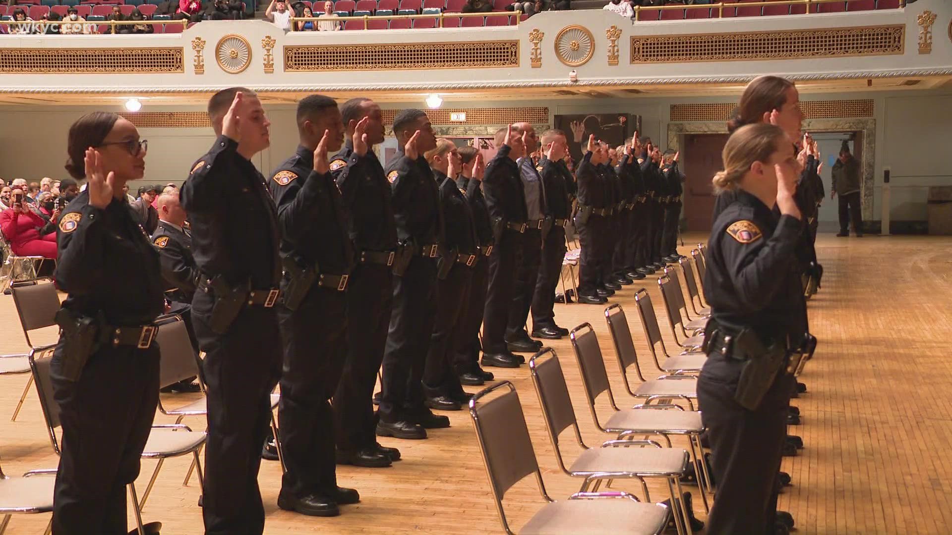 Cleveland Mayor Justin Bibb administered the oath of office for the new Police Academy Graduates.