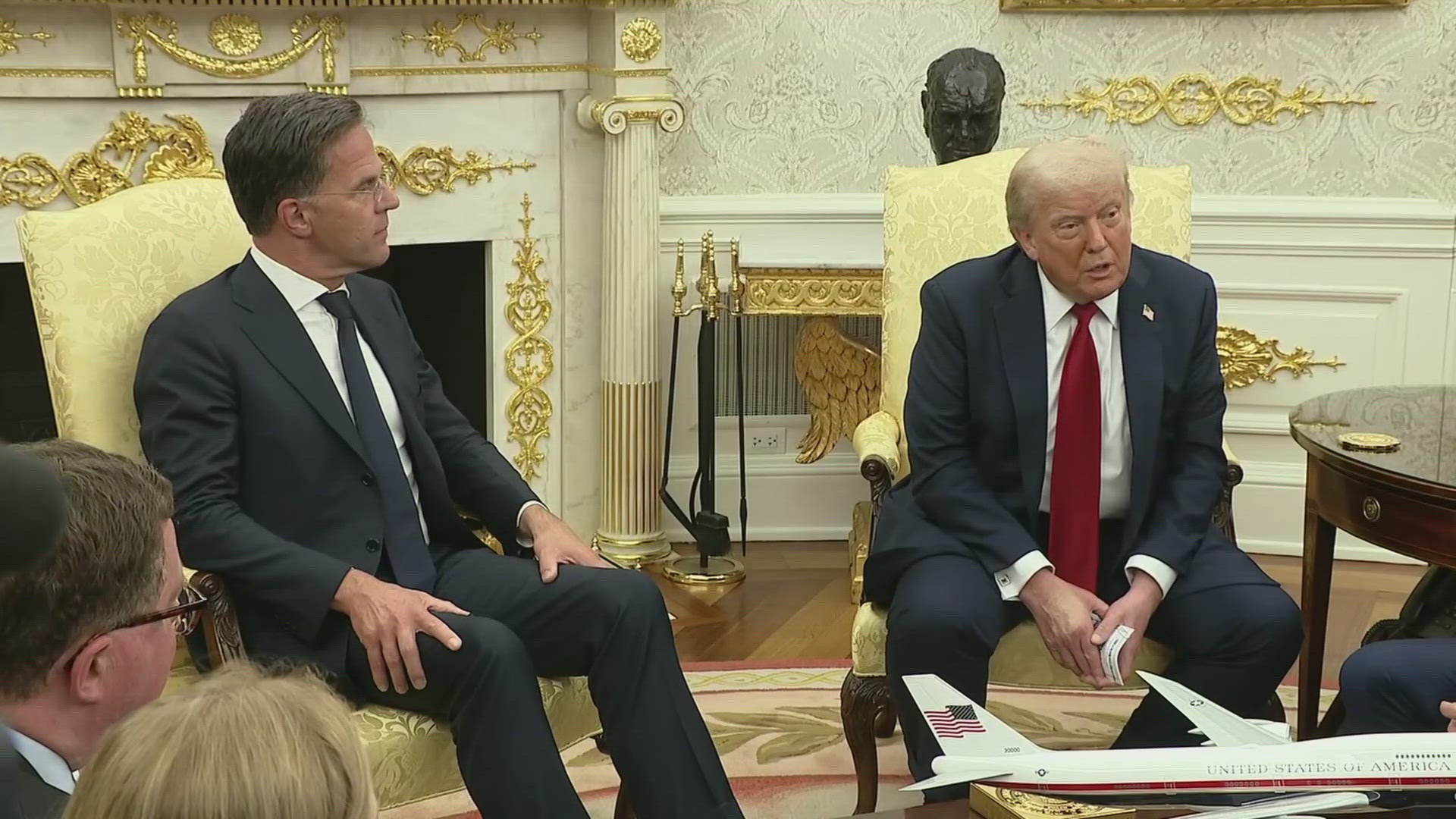 The Republican president made the announcement during an Oval Office meeting with NATO Secretary General Mark Rutte.
