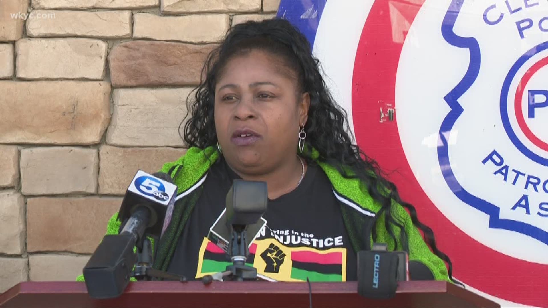 Samaria Rice delivered the Cleveland Police Patrolmen's Association a petition with more than 170,000 signatures against the rehiring of an ex-officer.