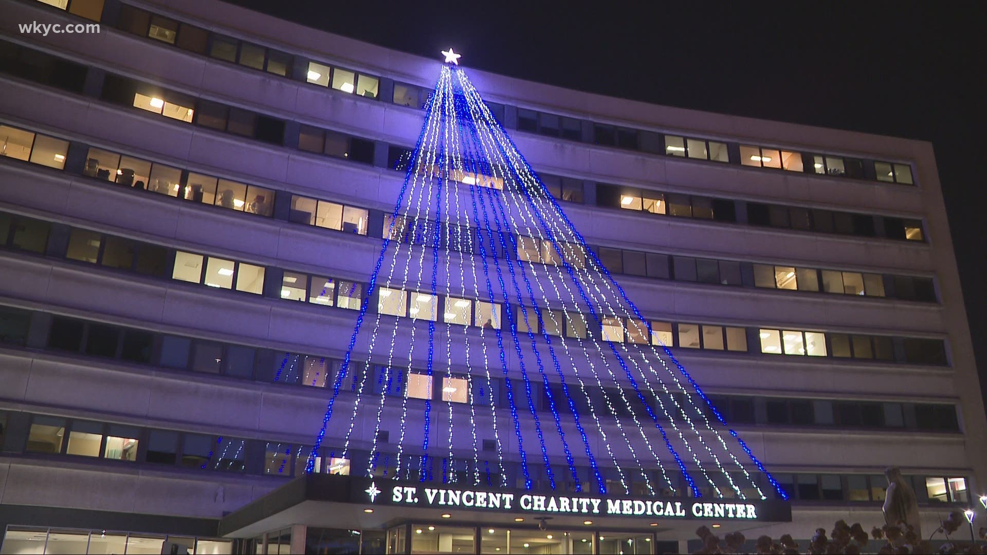 Thanks to donors, on Wednesday night, St. Vincent Charity Medical Center hosted their tree lighting ceremony. It honors front line workers during the pandemic.