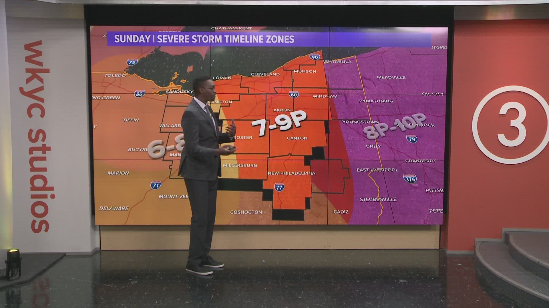 3News' Jason Mikell provides an update on what to expect on Sunday night ahead of severe weather.