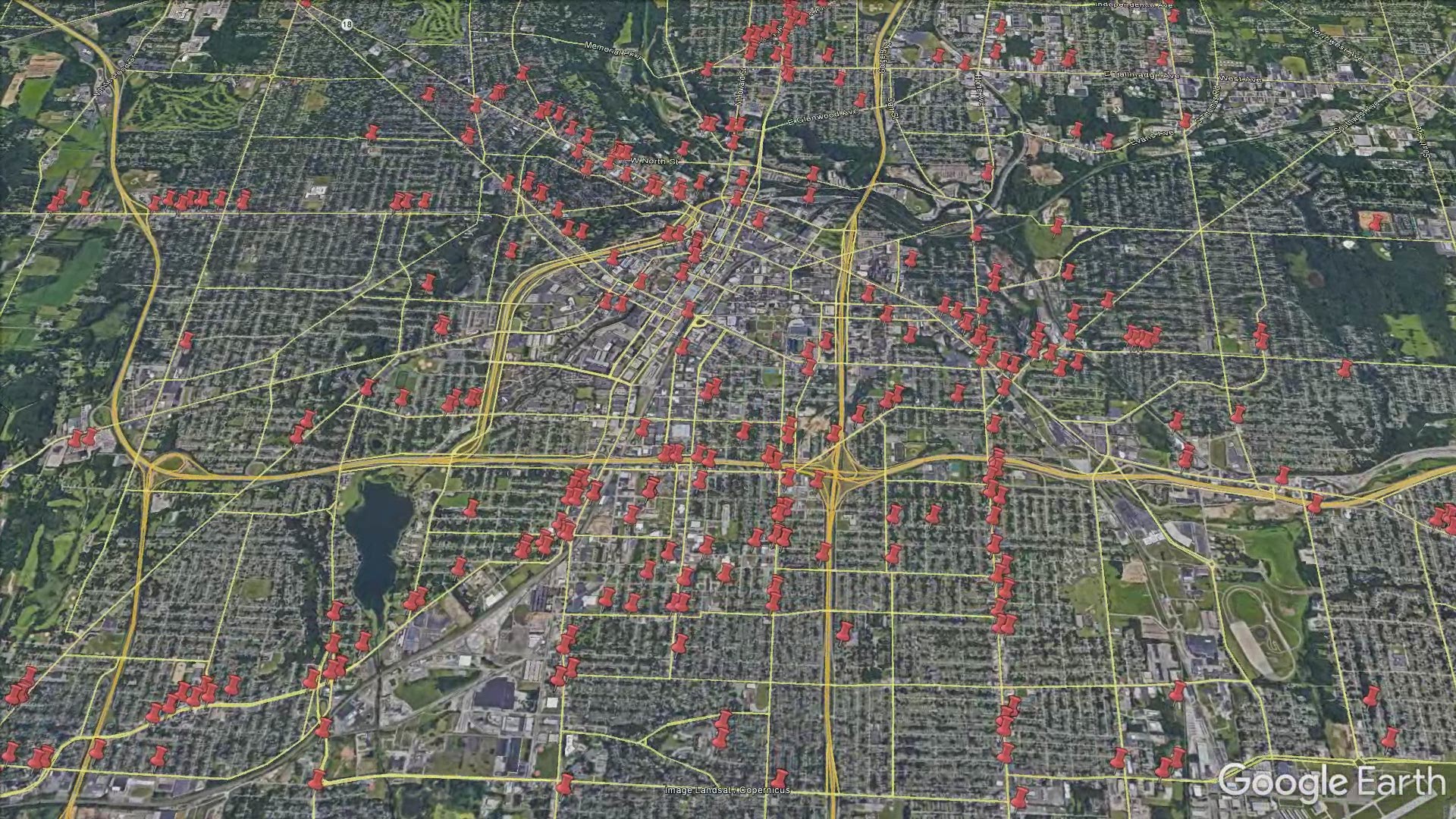 Akron Vacant Buildings Google Pro Map