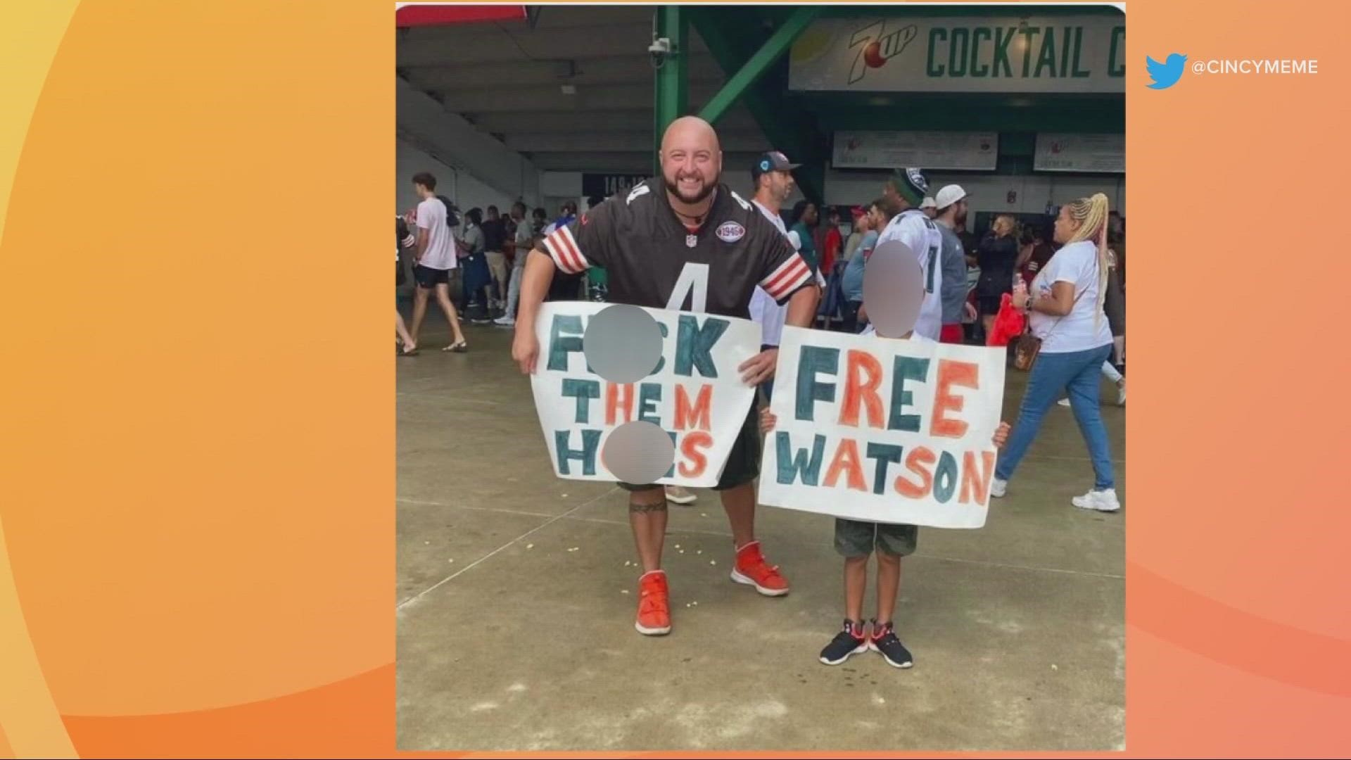 Both the t-shirts and posters seem to reference the controversy surrounding Deshaun Watson.