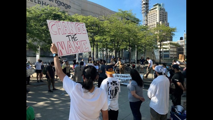 Protests over Cleveland Indians' name take place ahead of opener