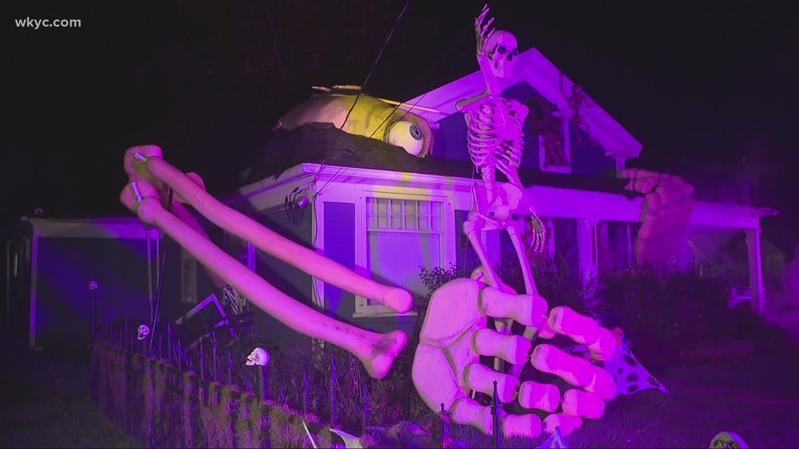 Olmsted Falls resident gets national attention for epic skeleton-themed Halloween display