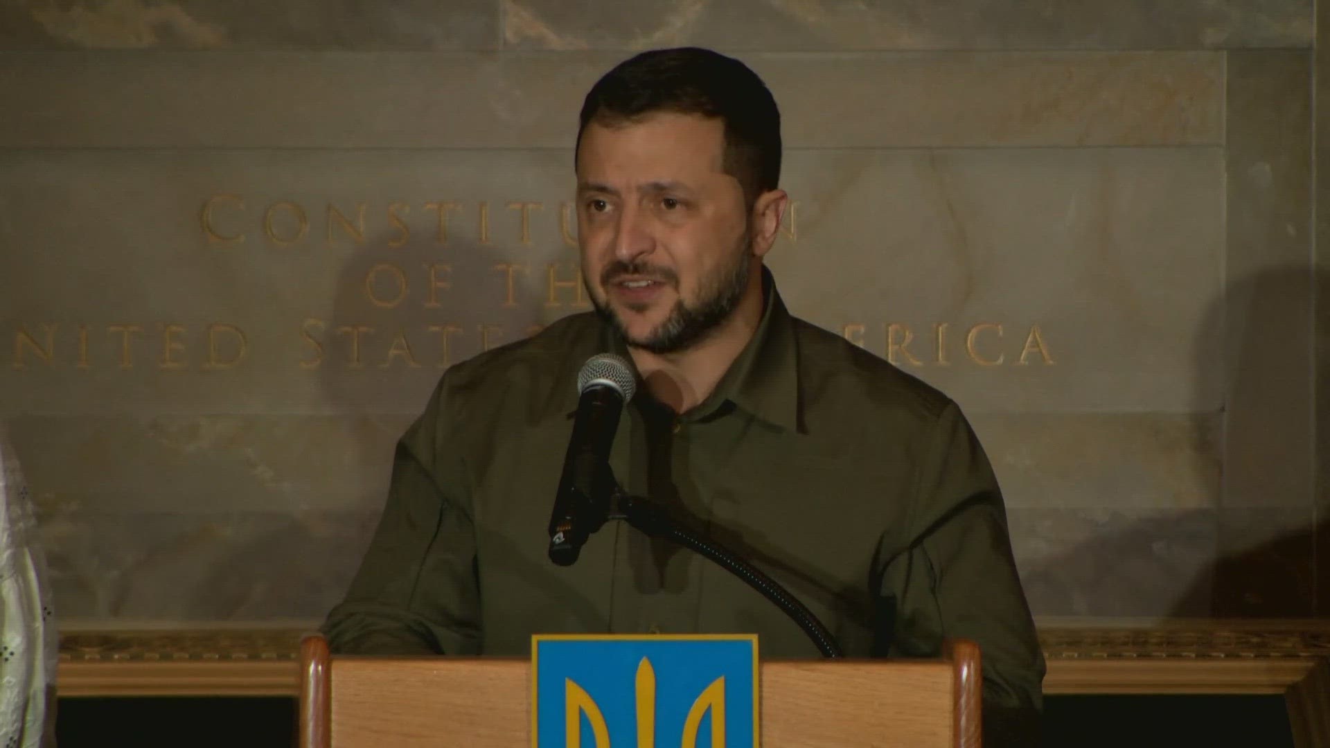 After a busy day in Washington, Ukrainian President Volodymyr Zelenskyy ended his visit with a speech for the congressional Ukraine caucus.