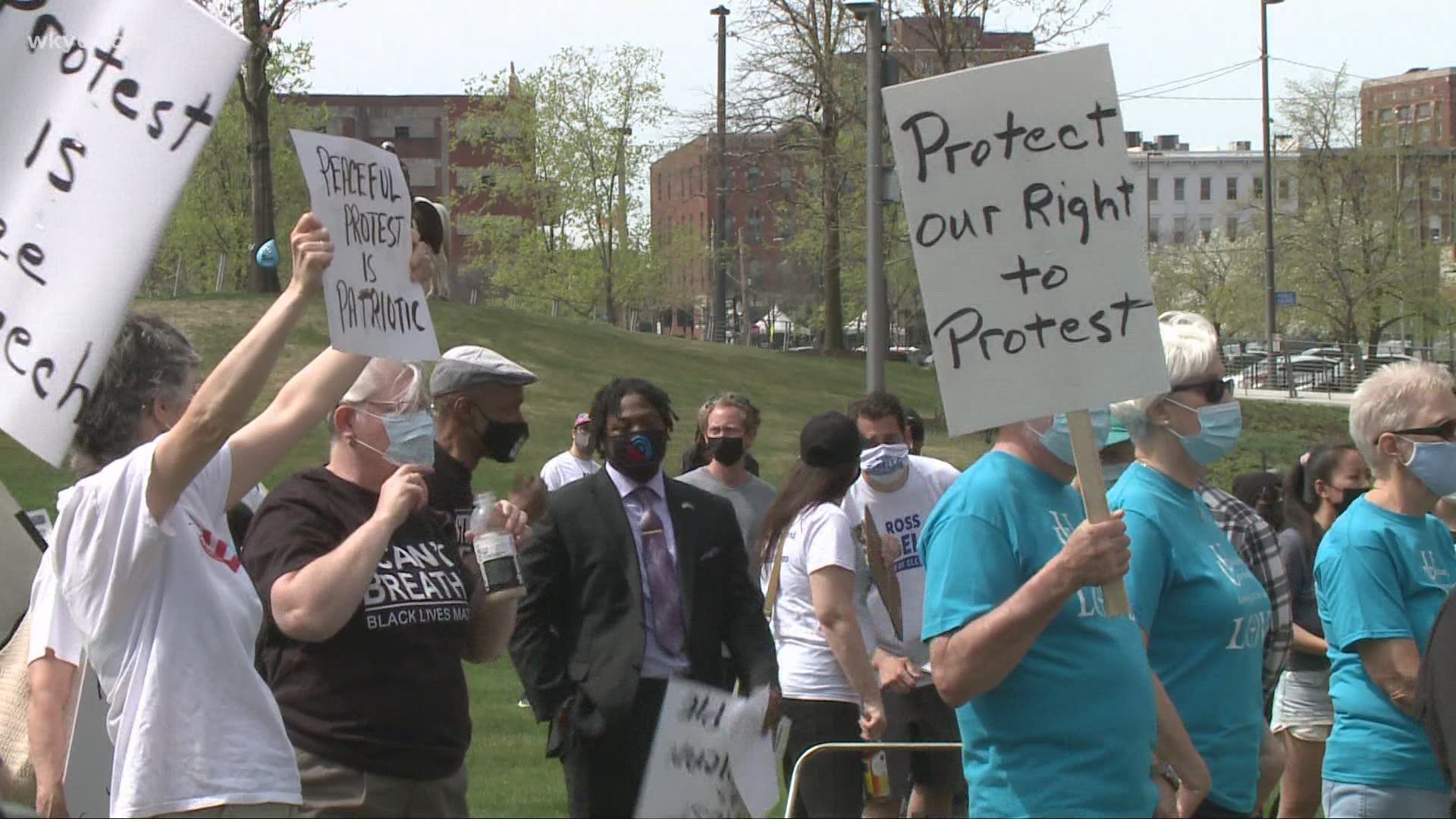 The groups feel proposals in the Ohio legislature would curb First Amendment rights, while supporters say such measures are needed to to keep protests under control.