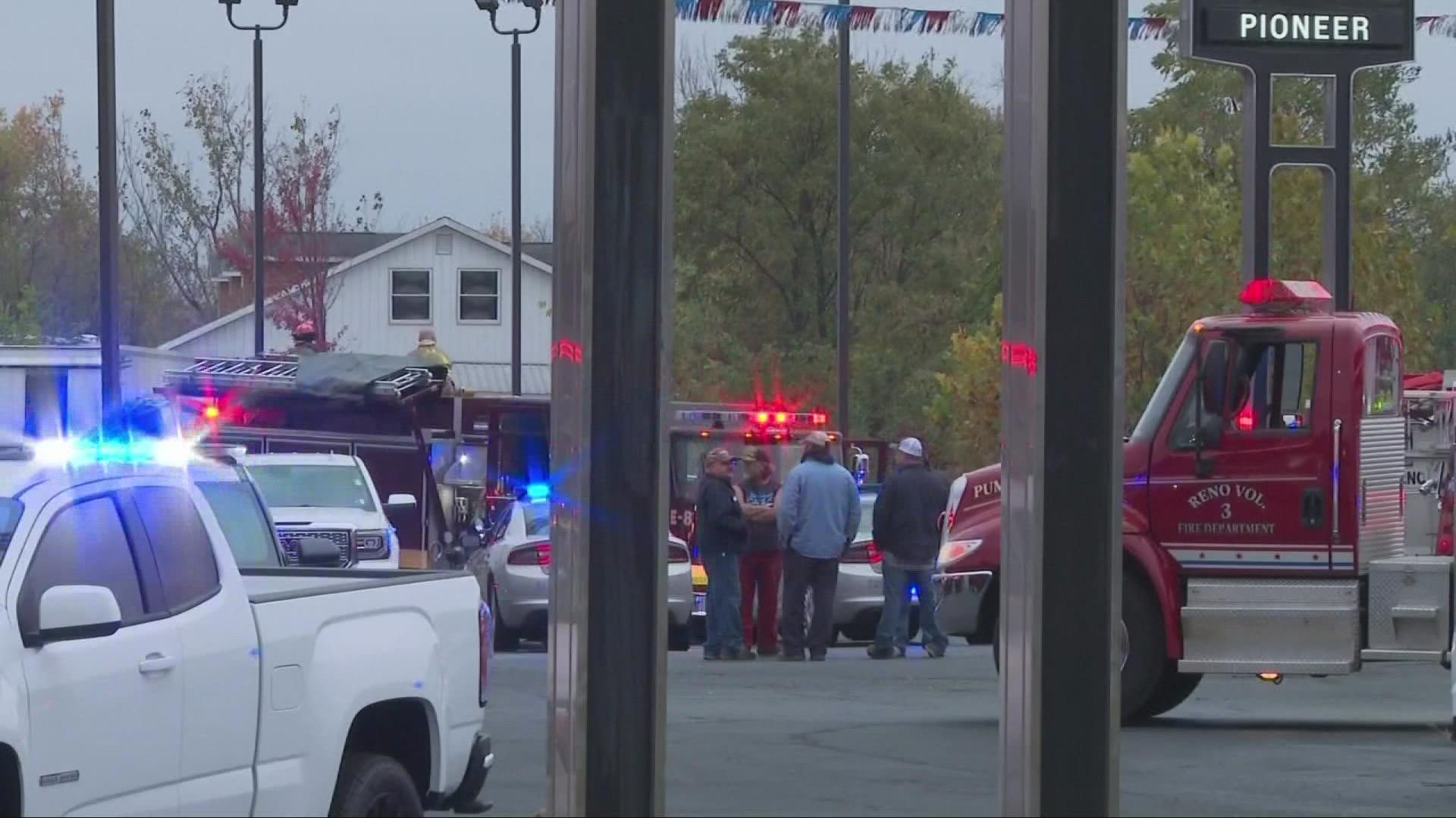 The crash happened at approximately 7:15 a.m. at the Pioneer Buick GMC dealership in Marietta.