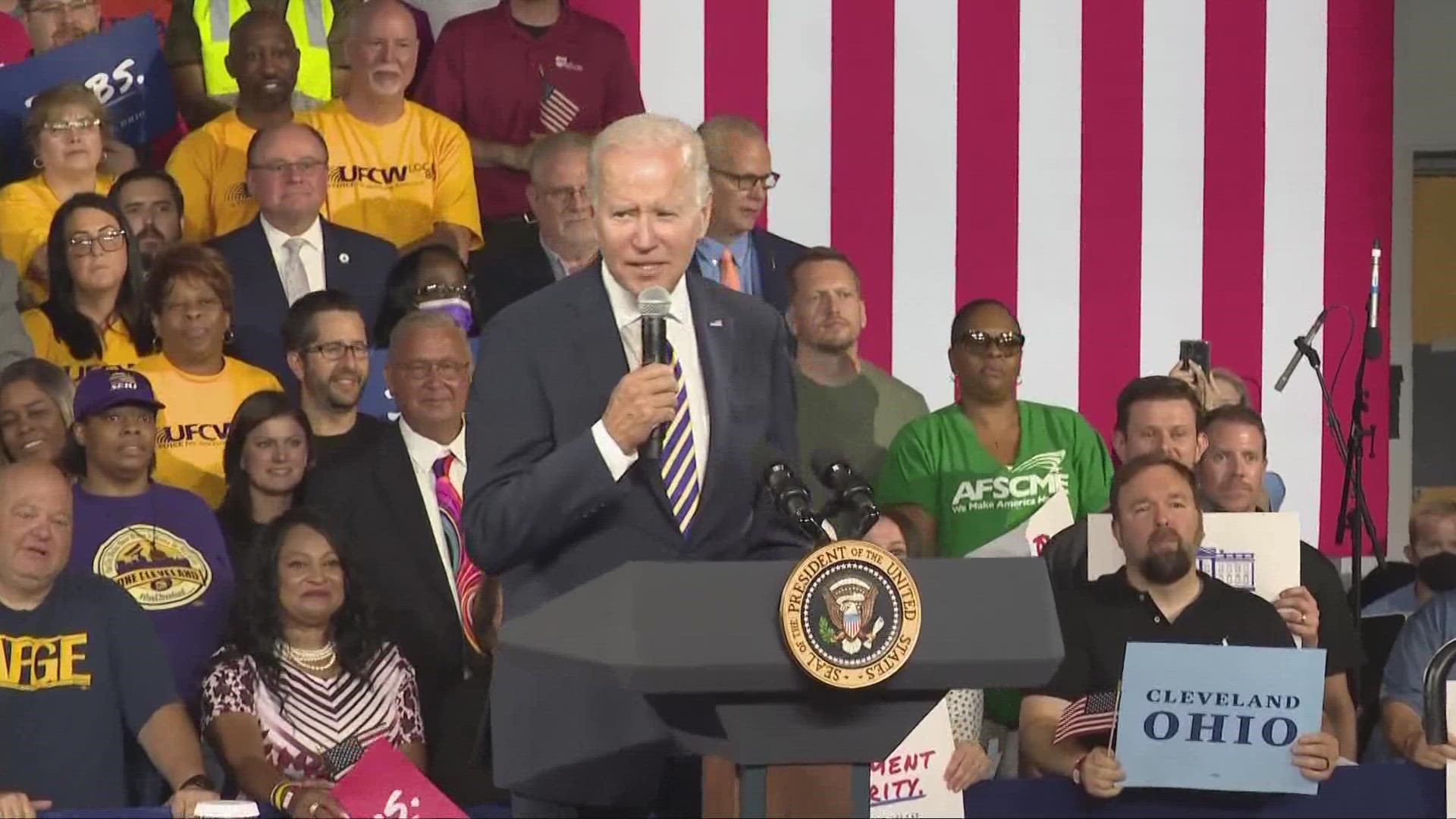 President Biden landed in Cleveland around 1:50 p.m. Wednesday afternoon and gave a speech at  Max S. Hayes High School.