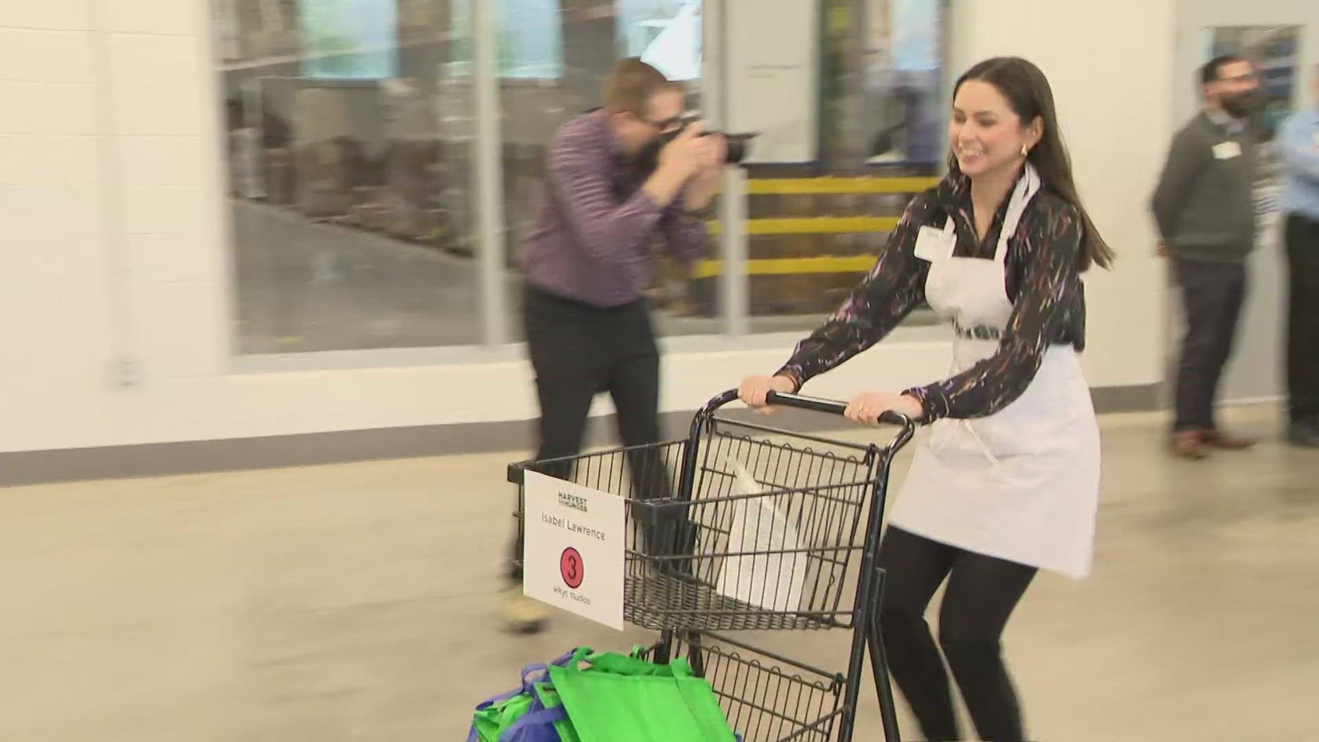 3News’ Isabel Lawrence has the honor of participating in the supermarket challenge for the 33rd annual Harvest for Hunger campaign.