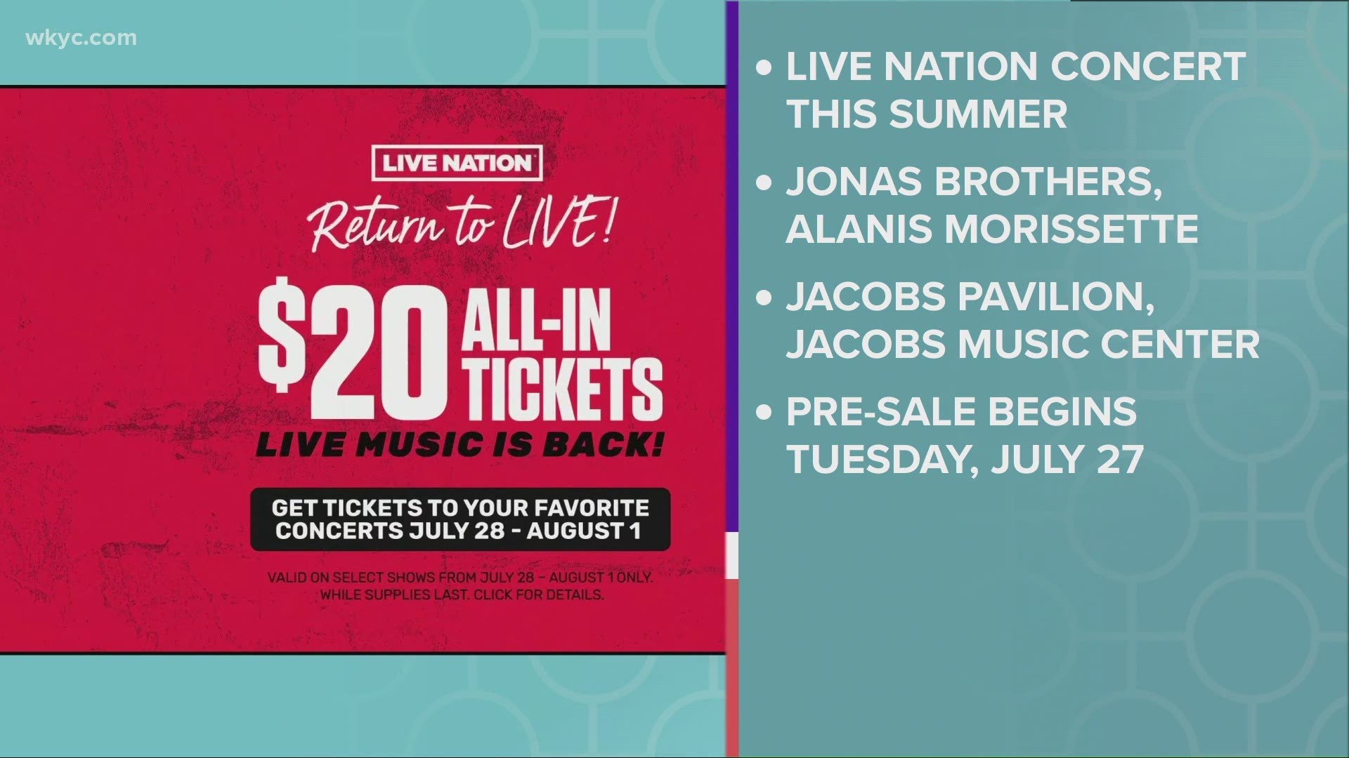To celebrate a return to in-person concerts, Live Nation is offering a huge ticket deal. You can get $20 all-in tickets to almost 1,000 different shows!