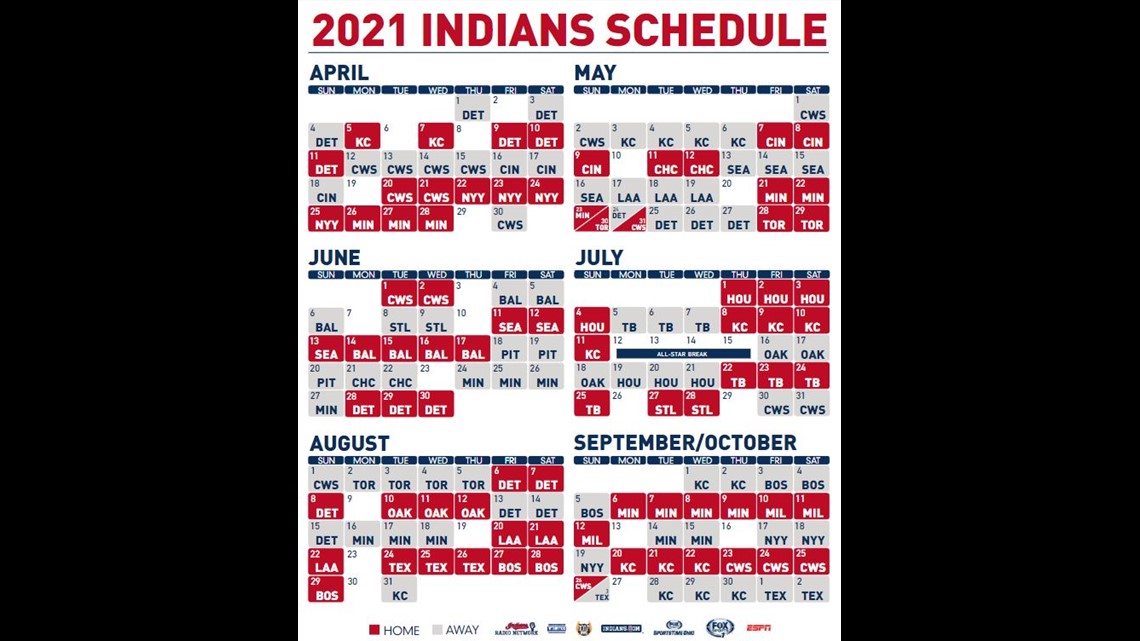 Indians 2022 Schedule Cleveland Indians Unveil 2021 Schedule; Open April 1 At Detroit | Wkyc.com