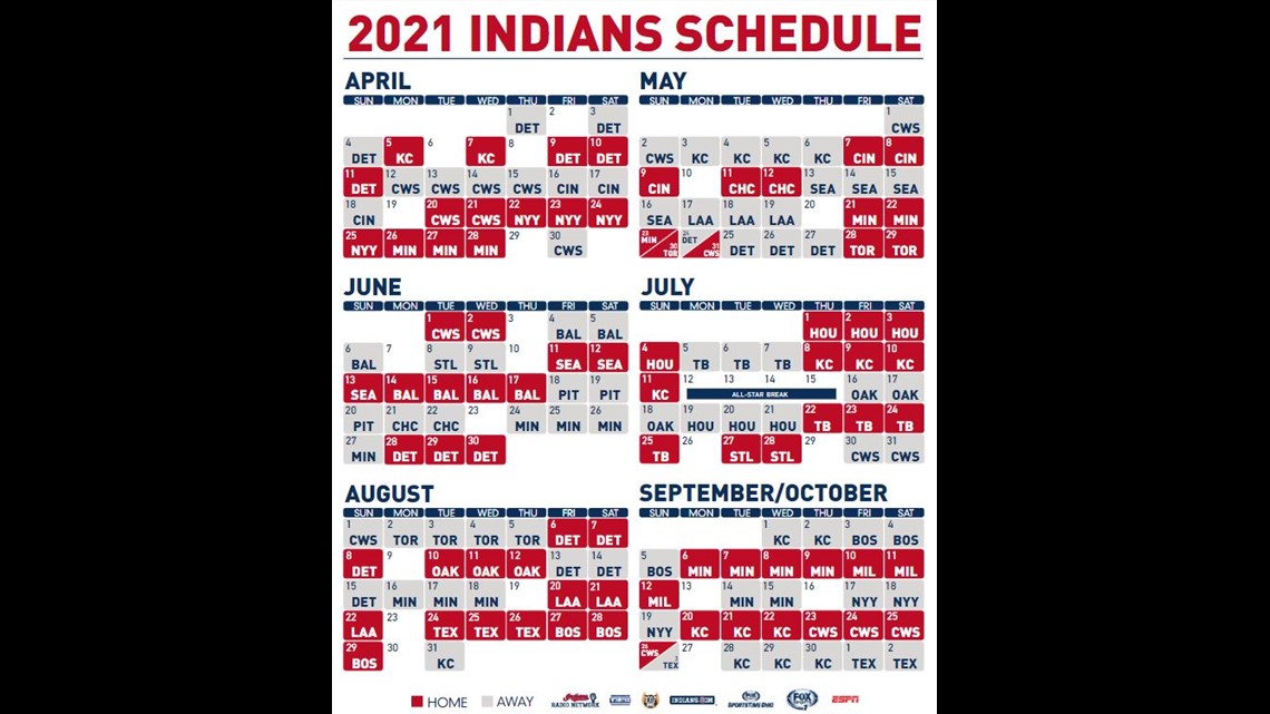 Cleveland Indians Unveil 2021 Schedule Open April 1 At Detroit Wkyc Com