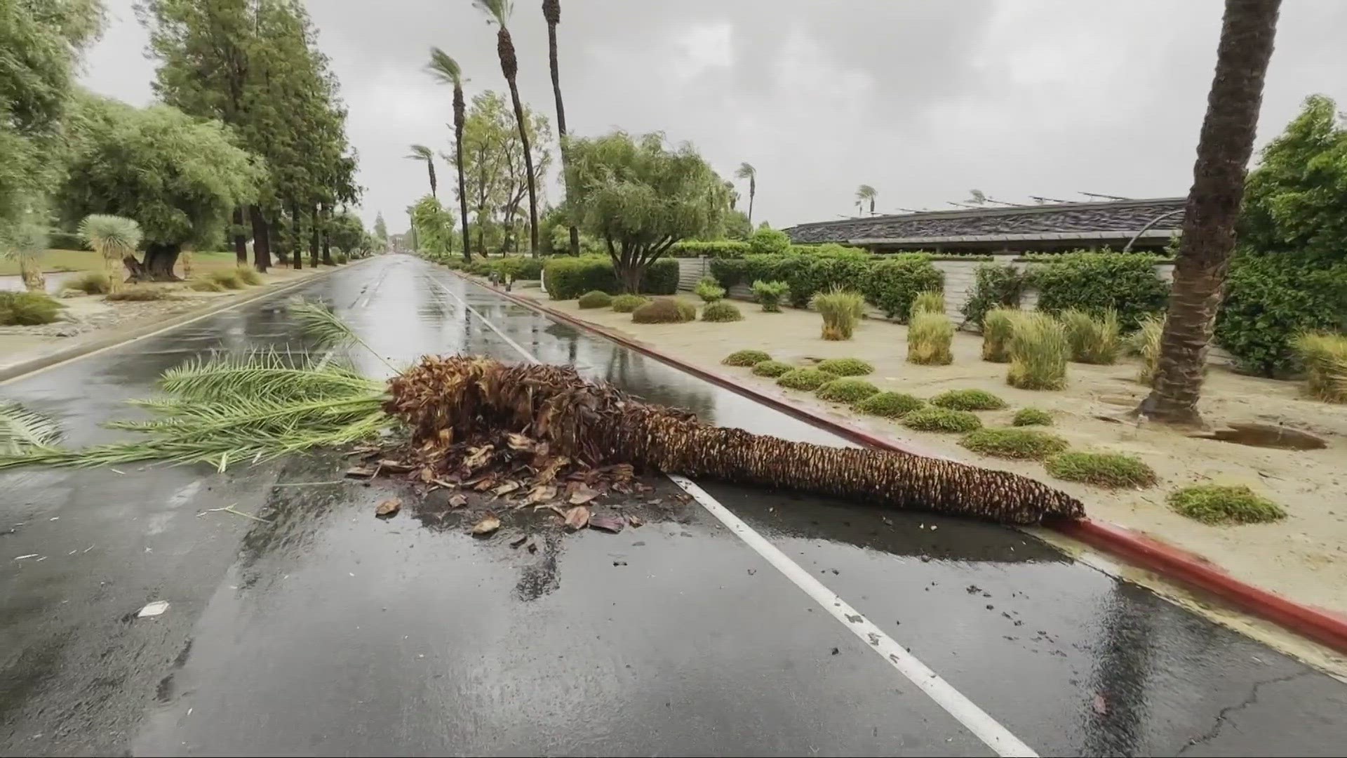 As of late Sunday evening, Hilary continued as a tropical storm over Southern California dropping extremely heavy rain and containing gusty winds.