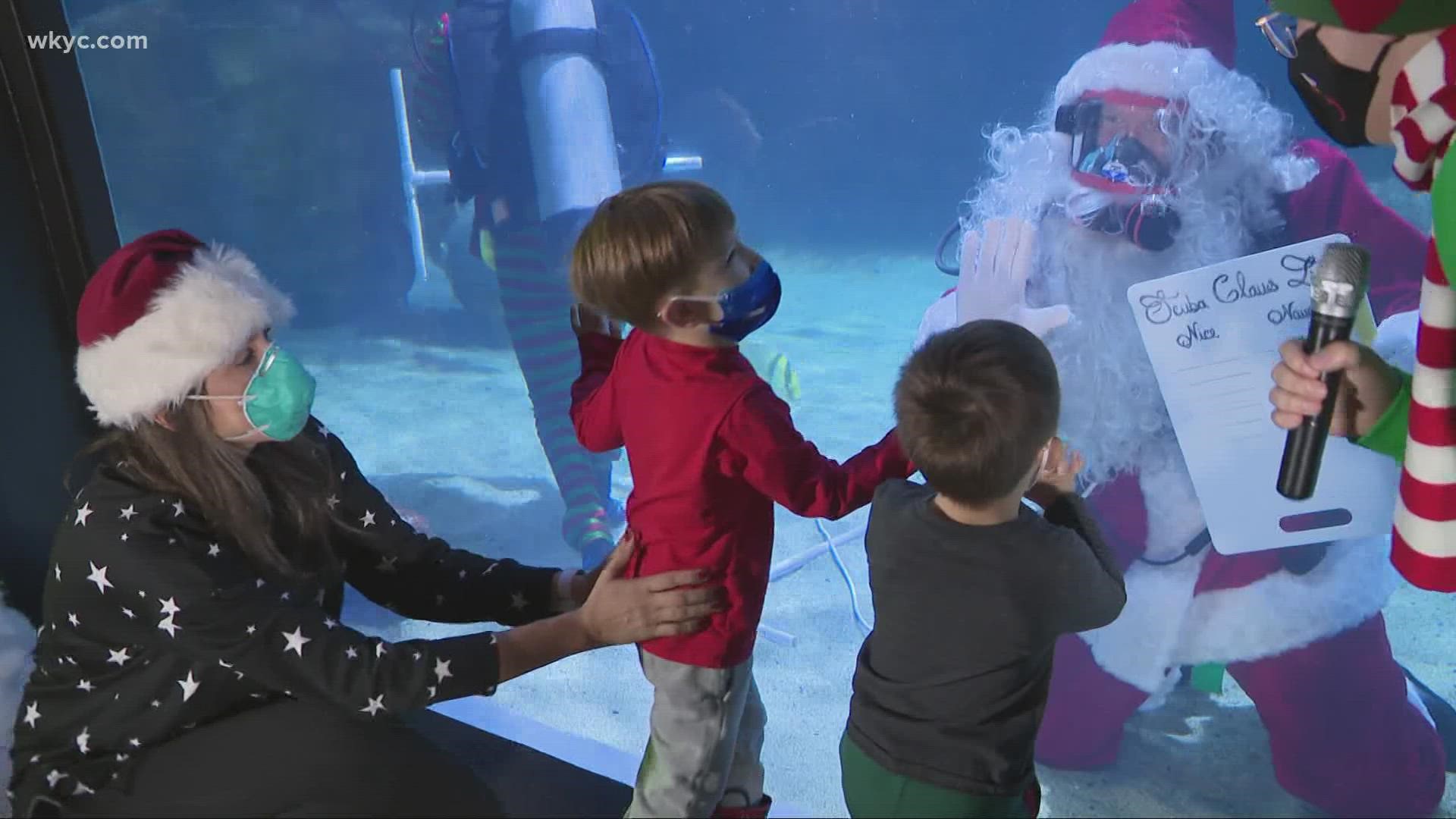 Who makes a list and checks it twice, wears a red suit, and swims with sharks? Scuba Claus! And he's back at the Cleveland Aquarium.