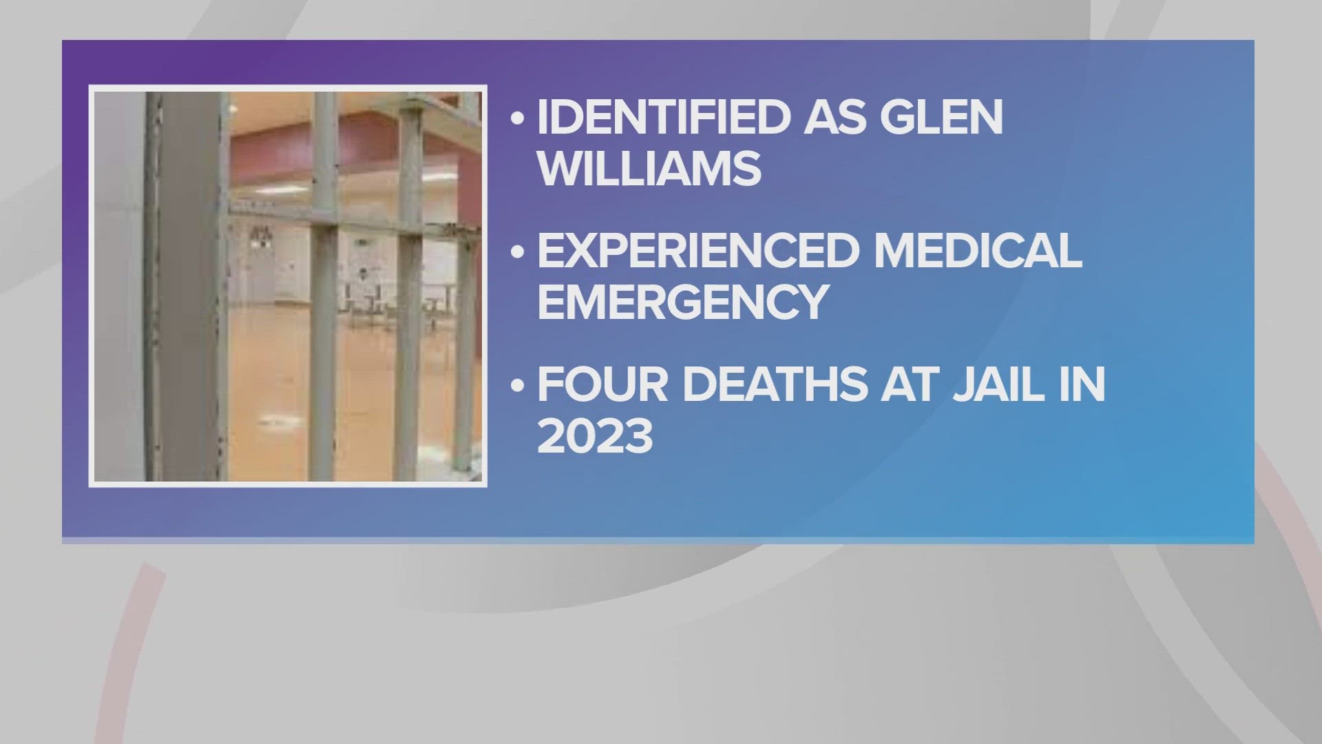 The inmate has been identified as 39-year-old Glen Williams. The incident is under investigation by the Cuyahoga County Sheriff's Department.