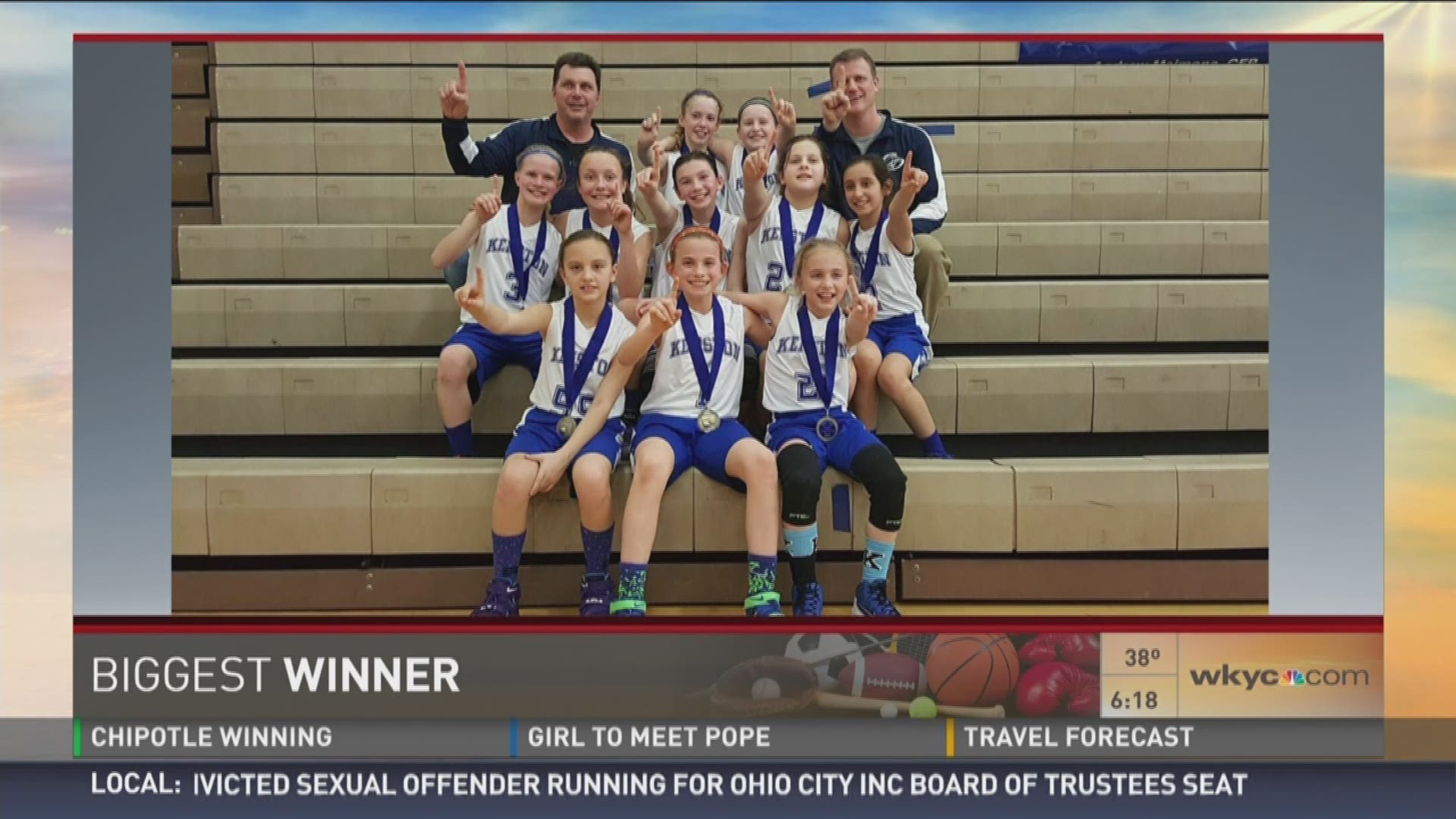 The "biggest winner" in local sports for March 25, 2016 is the Kenston 5th Grade Girl's Travel Basketball Team.