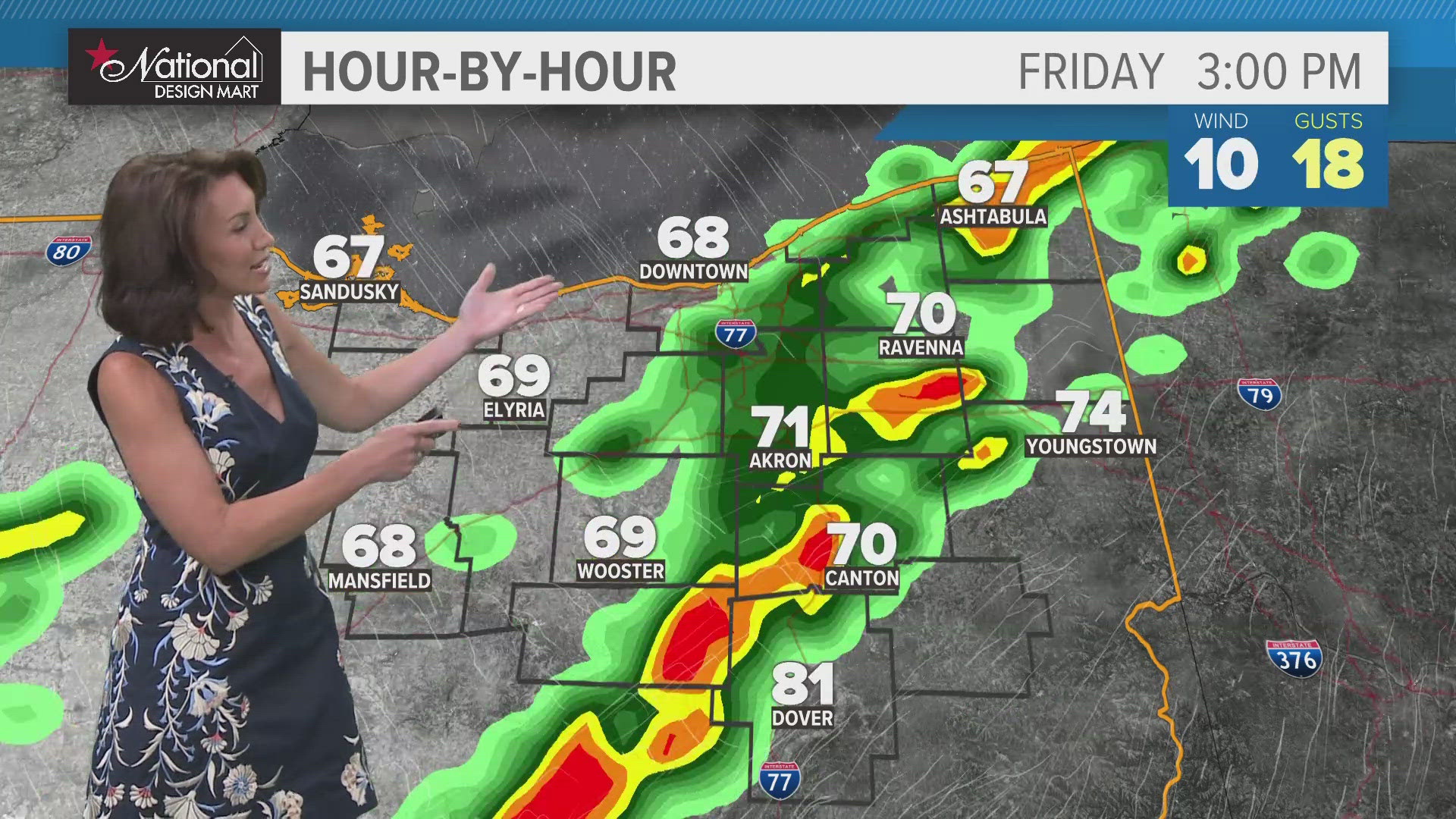 Showers and storms develop along Friday's cold front.