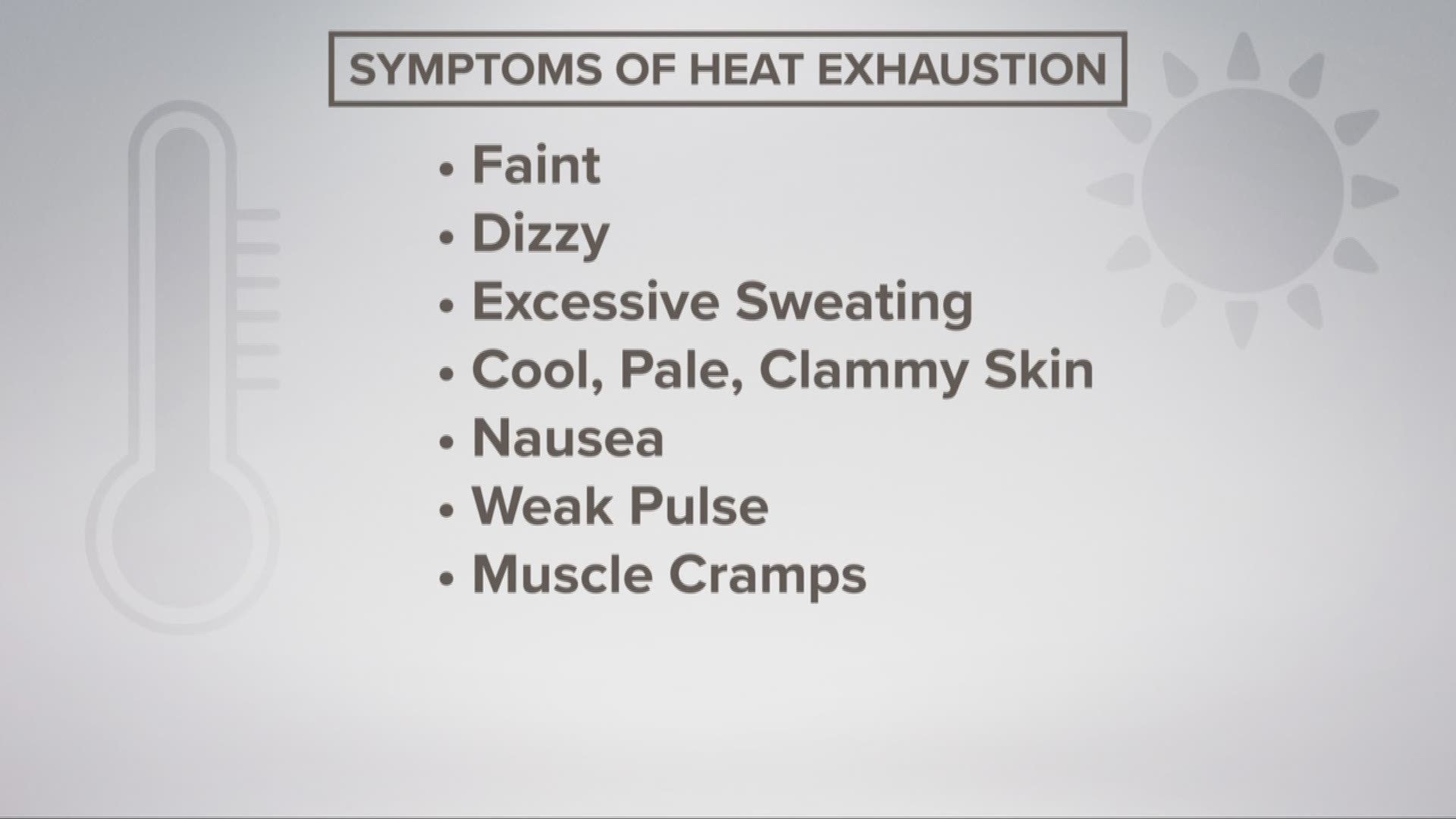Know the symptoms of heat exhaustion and heat stroke