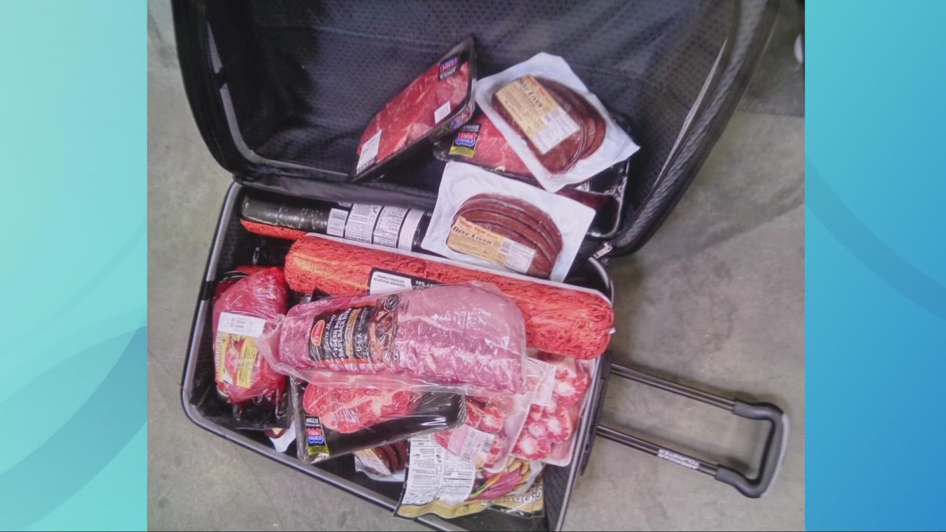The man was caught trying to flee with several cuts of packaged meats, and told officers he planned to sell them to restaurants at half of normal face value.