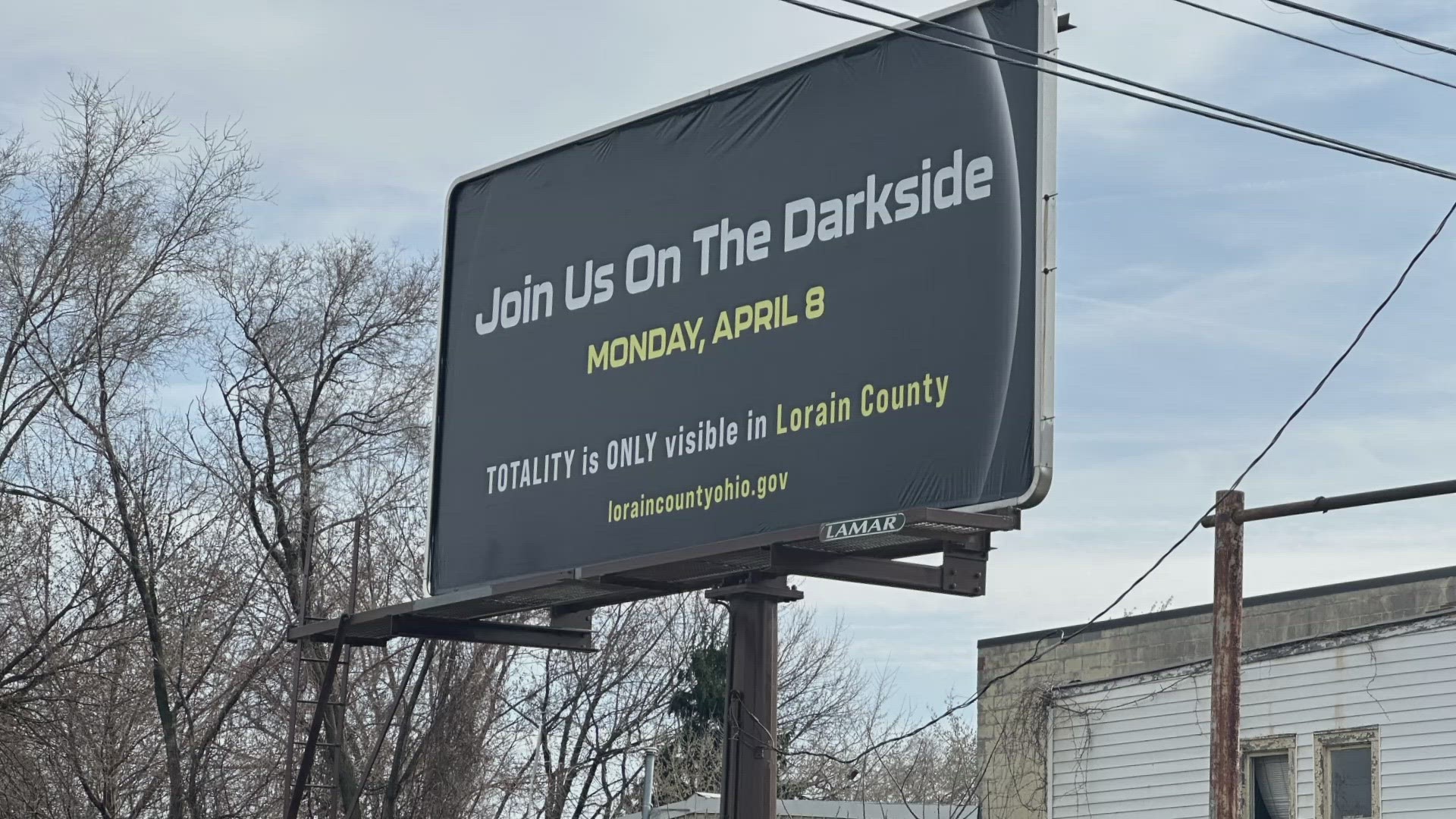 The Lorain County Visitors Bureau paid for the billboard that's located on St. Clair Avenue at East 43rd Street