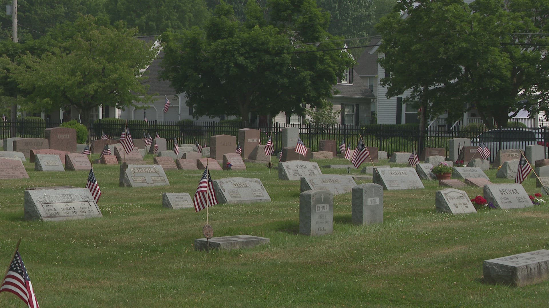 Around 16 U.S. flags that had been placed on graves for Memorial Day were tampered with. The flags were ripped off of their poles. Some were torn.