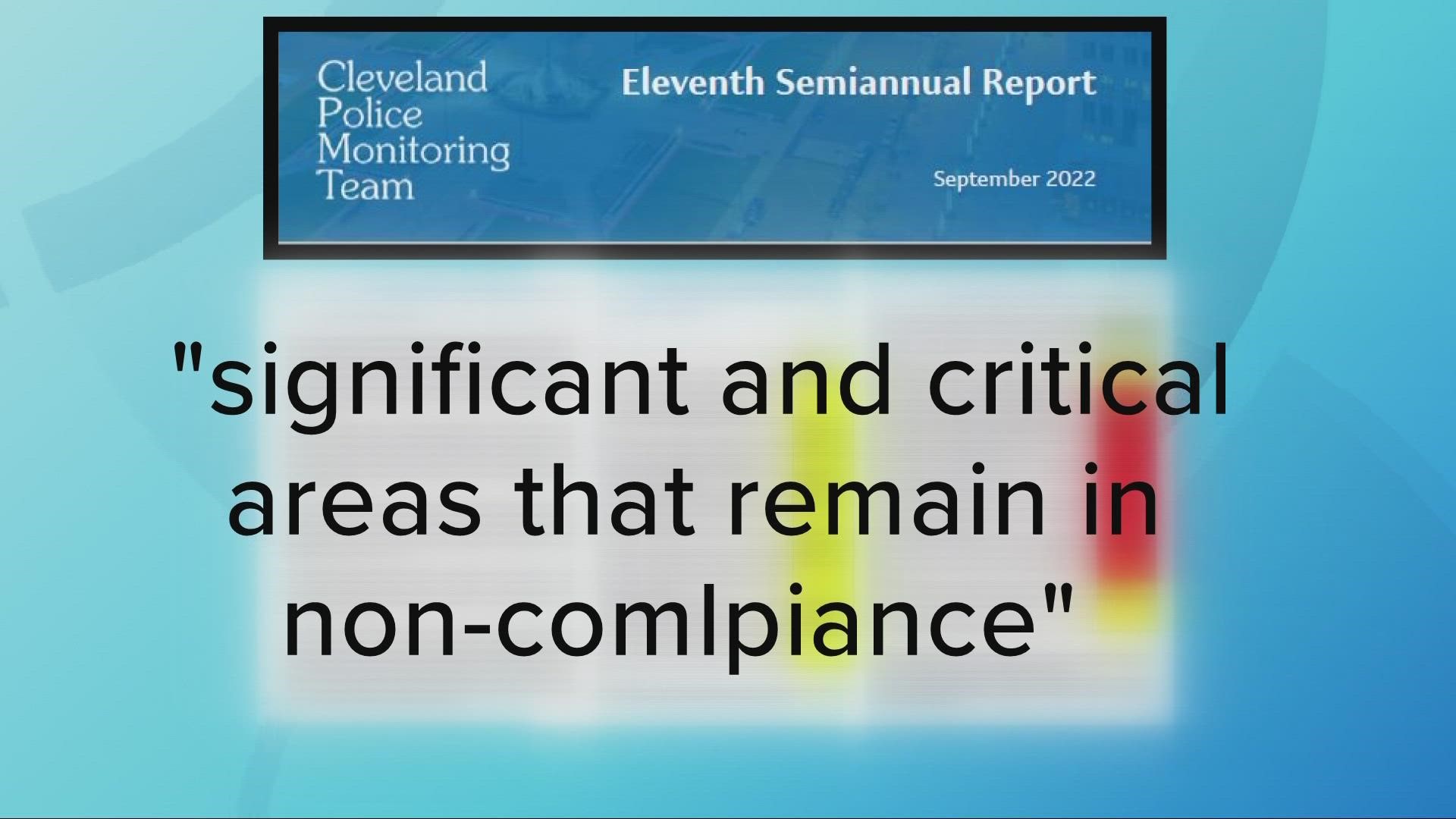 The report details slowly evolving 'significant and critical areas of the consent decree that remain in non-compliance,' including accountability and transparency.