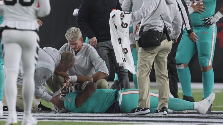 Dolphins quarterback Tua Tagovailoa sustains head, neck injuries after hit in Bengals game