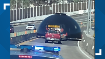 'Akron's Suez Canal'; Large dome-shaped object temporarily stops traffic on I-76 West