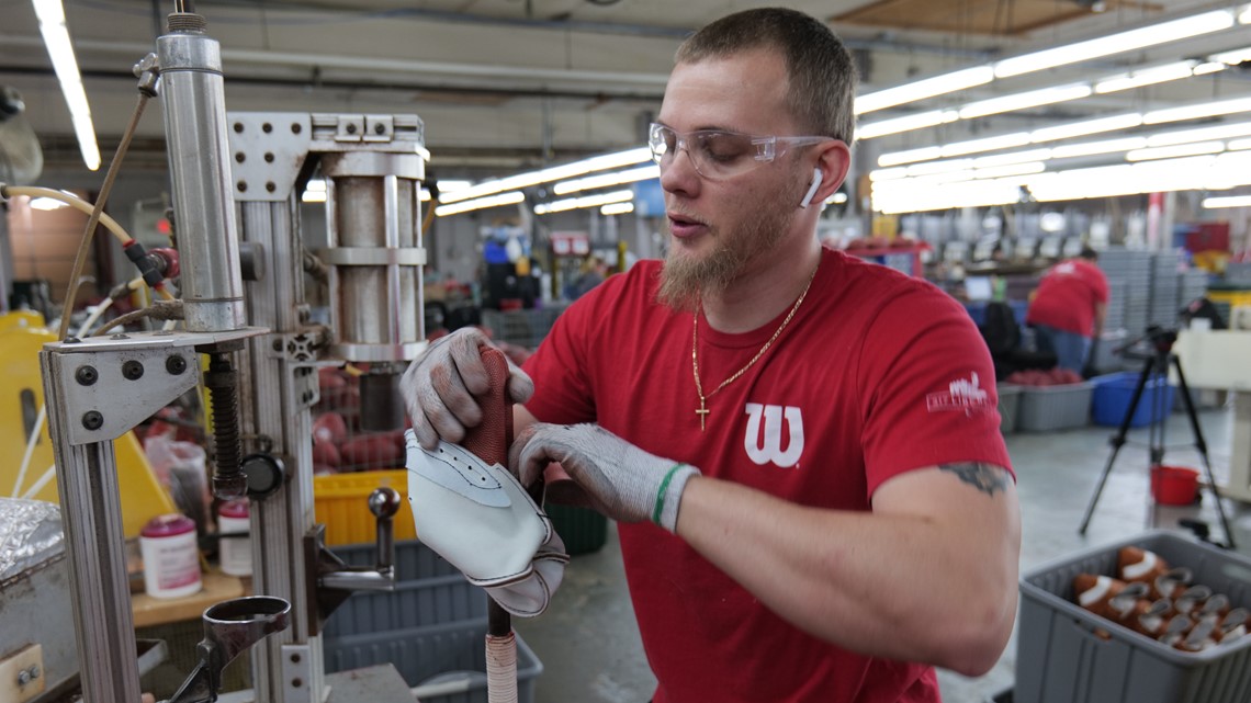 Going overtime at Wilson football factory in Ada, Ohio, for