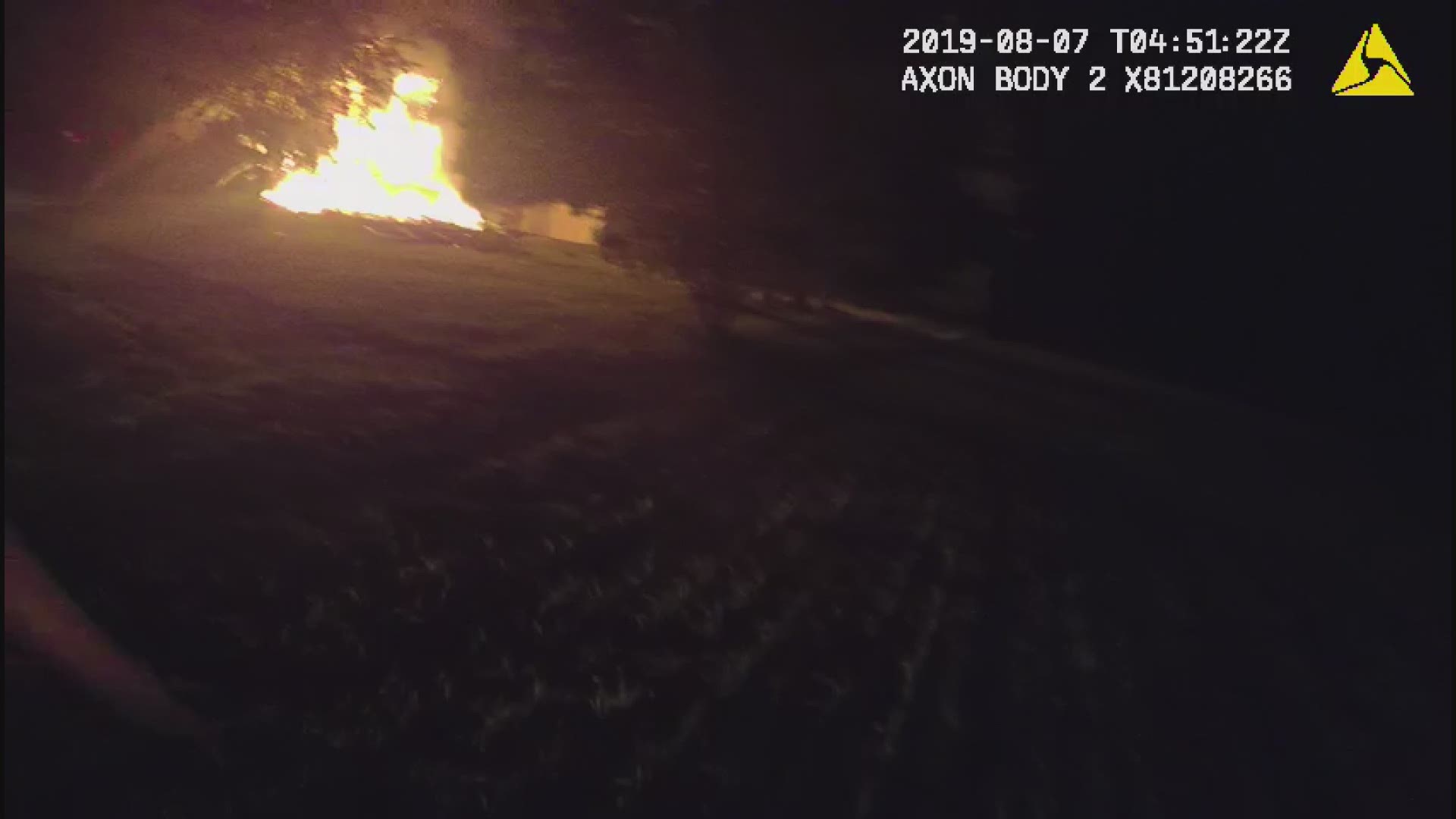 Bodycam from Wayne County Sheriff's deputies show the first moments when the encountered a fire  from a house explosion