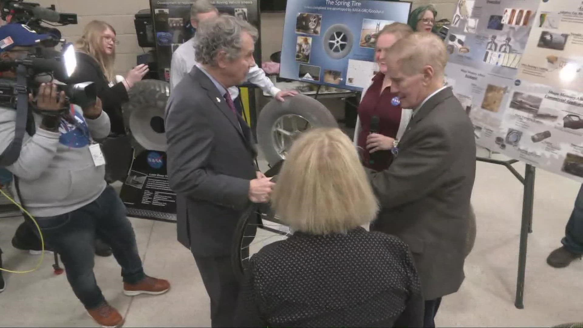 US Senator Sherrod Brown and NASA Administrator Bill Nelson met up at the NASA Glenn Research Center this afternoon to talk about Ohio's role in space missions.