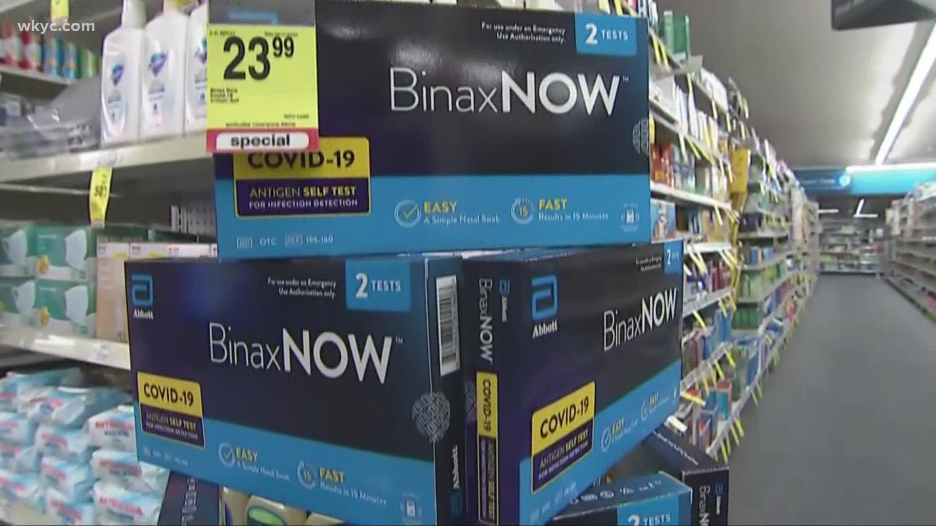 Stores across the region are posting signs indicating COVID-19 at-home tests have sold out.