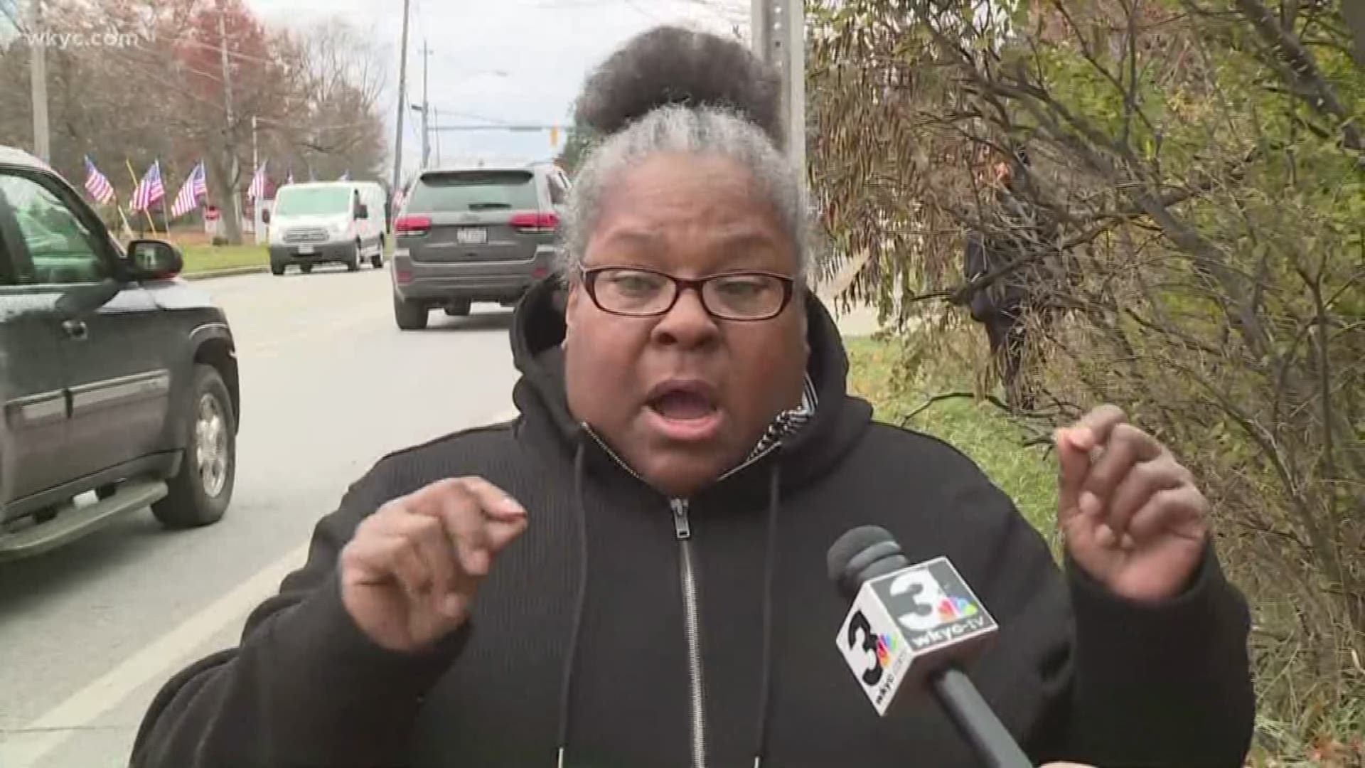 Nov. 13, 2018: A woman tells us she has been in contact with family members who are inside as a lockdown is underway at the Cleveland Clinic Medina Hospital.