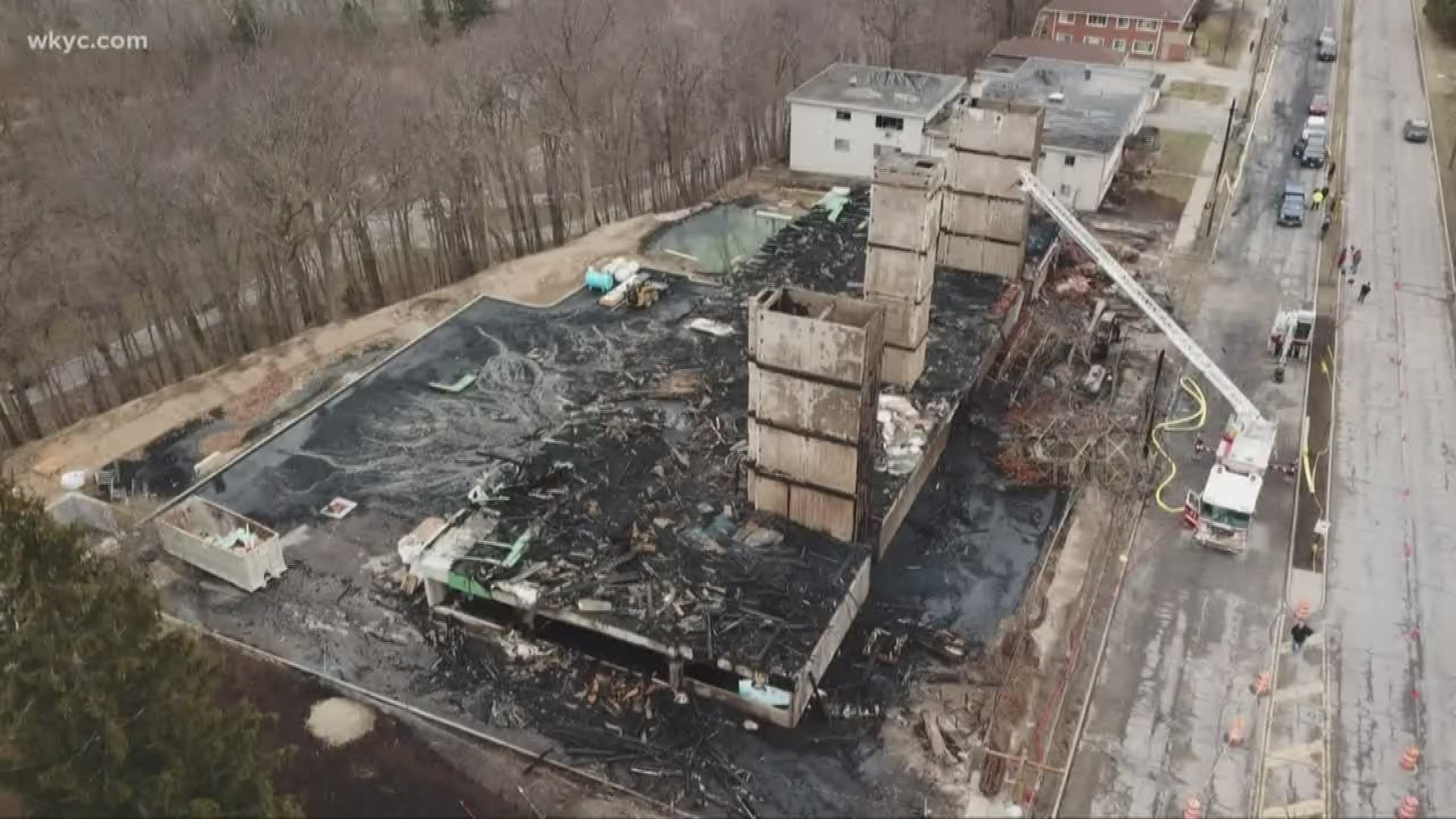 Rockport River Condominiums in Rocky River caught fire and began billowing smoke Sunday evening. The condos, located at 18117 Hilliard Blvd, were under construction.